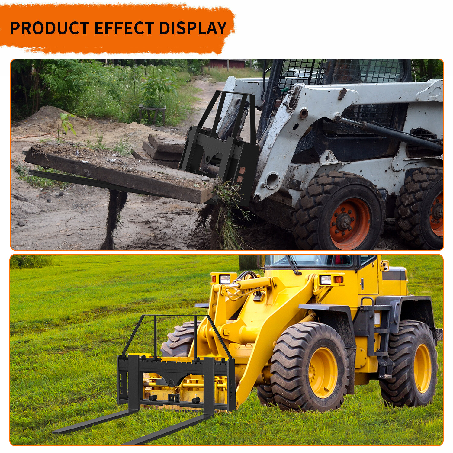 45" Pallet Fork Frame 2500LBS W/ 42" Fork Blades for Loaders Tractors Skid Steer