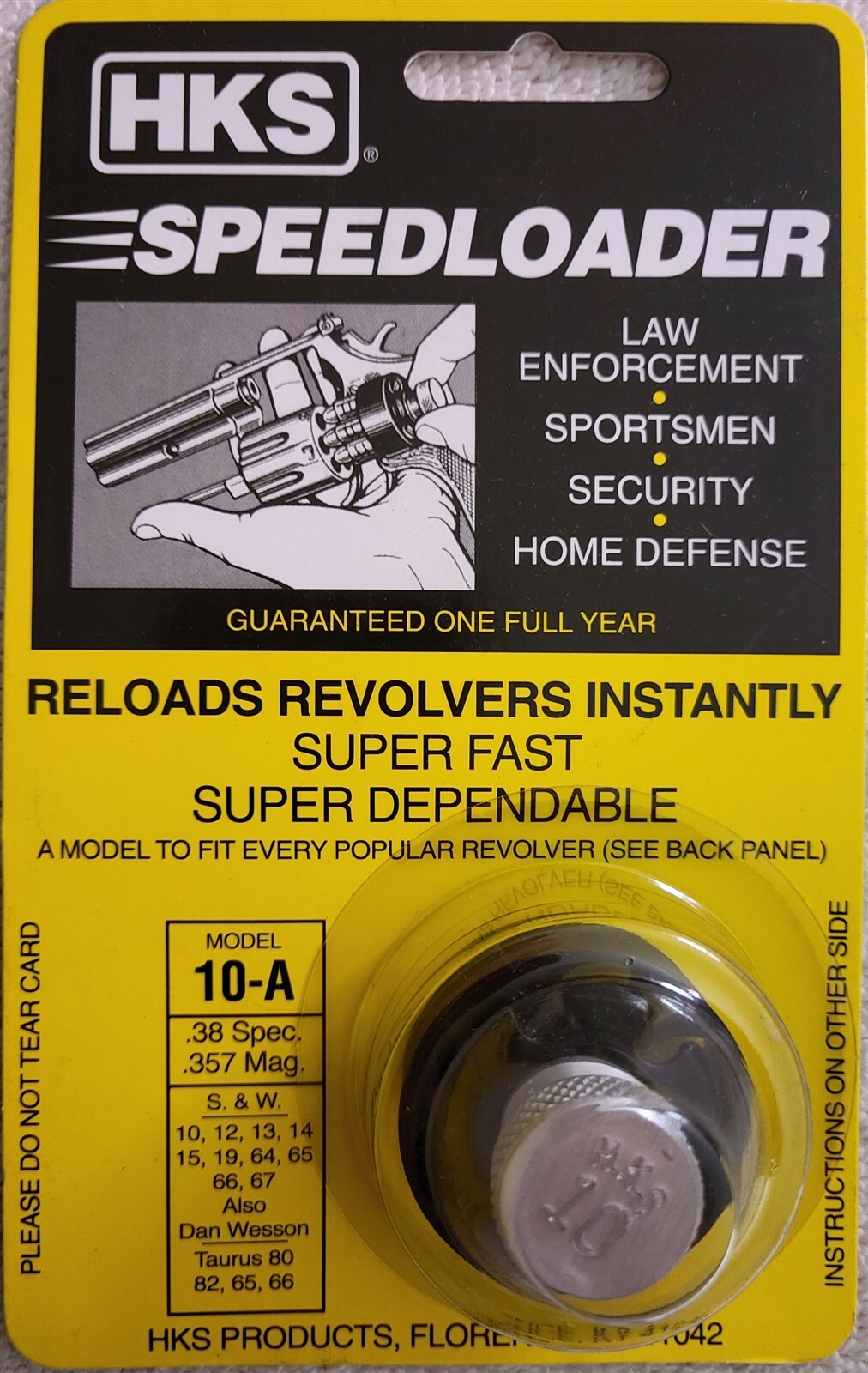 HKS Speedloader 10-A for 6 shot 38/357 S&W, Dan Wesson, Taurus, Rossi - NEW