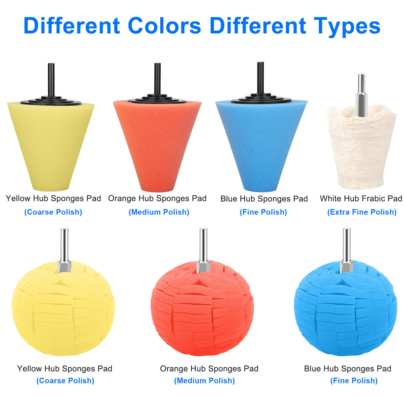 Car Polisher Kit, 7Pcs Wheel Buffing Polishing Sponge Ball for Wheel Hub Care