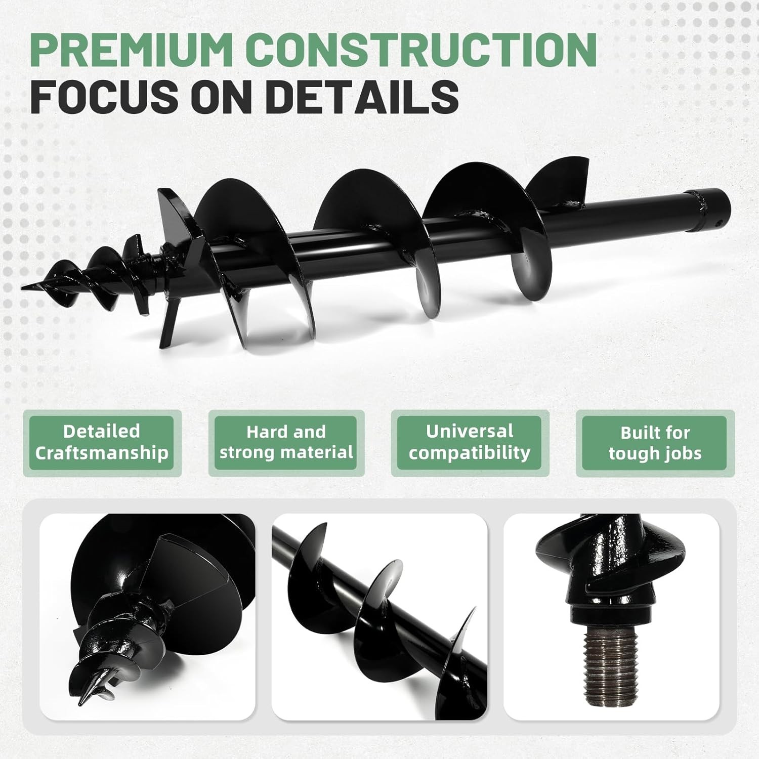 6/8/12inch 150/200/300mm Auger Drill For 1-2Tons Mini Excavator With Hoses