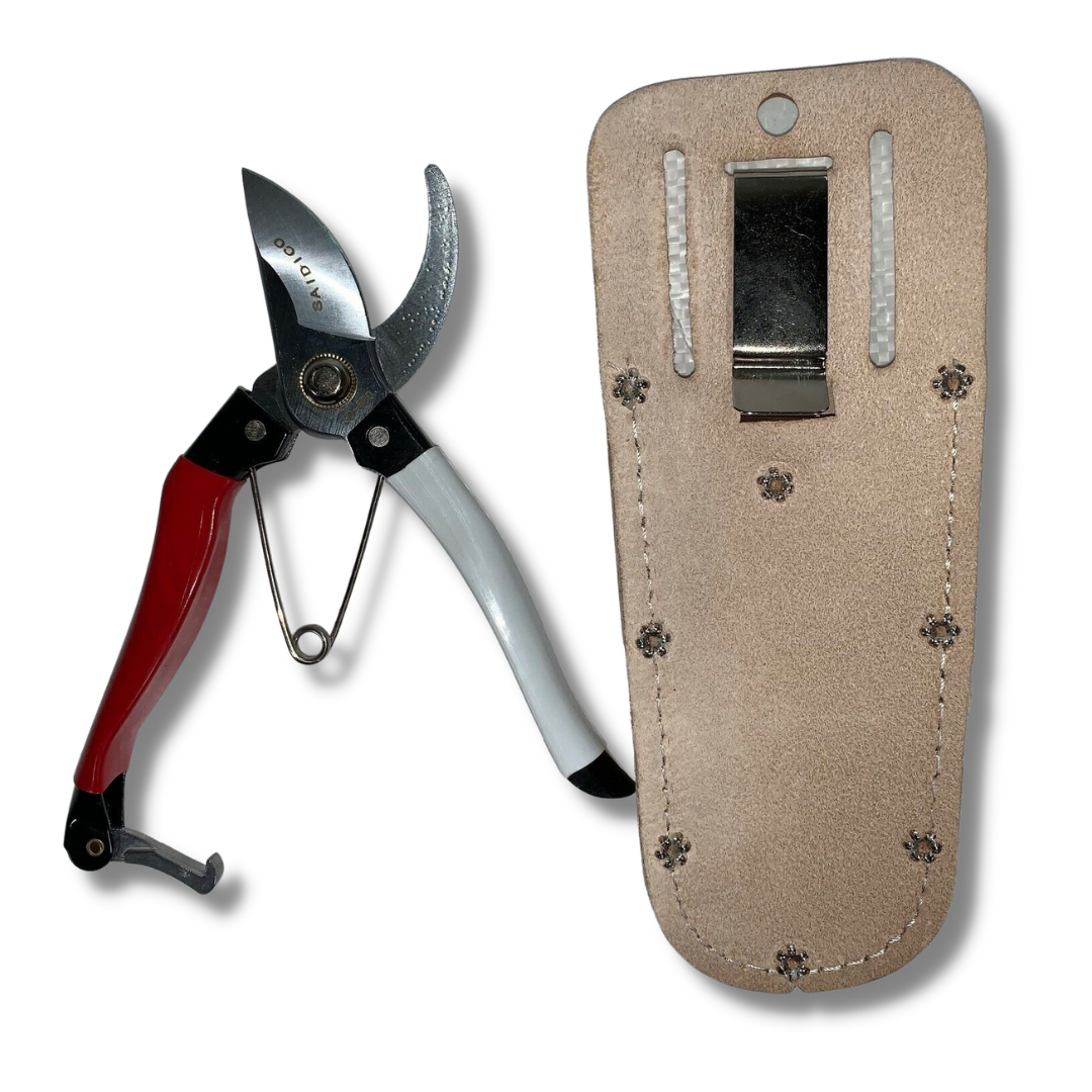 SaidiCo Professional Garden Pruner & Takumashii Leather Pruner Holster Combo Kit