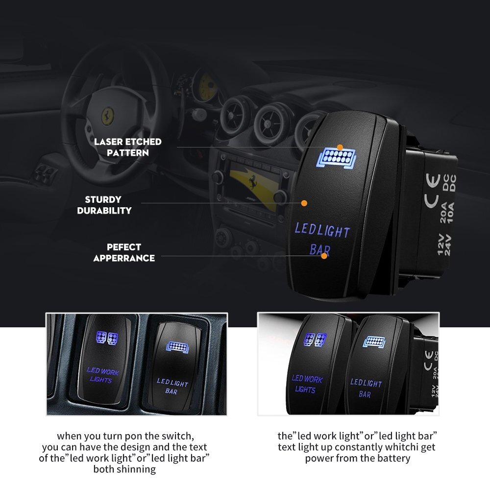 Wiring Harness Kit ON-OFF Switch Offroad Relay Fuse LED Work Light Bar 2-Lead