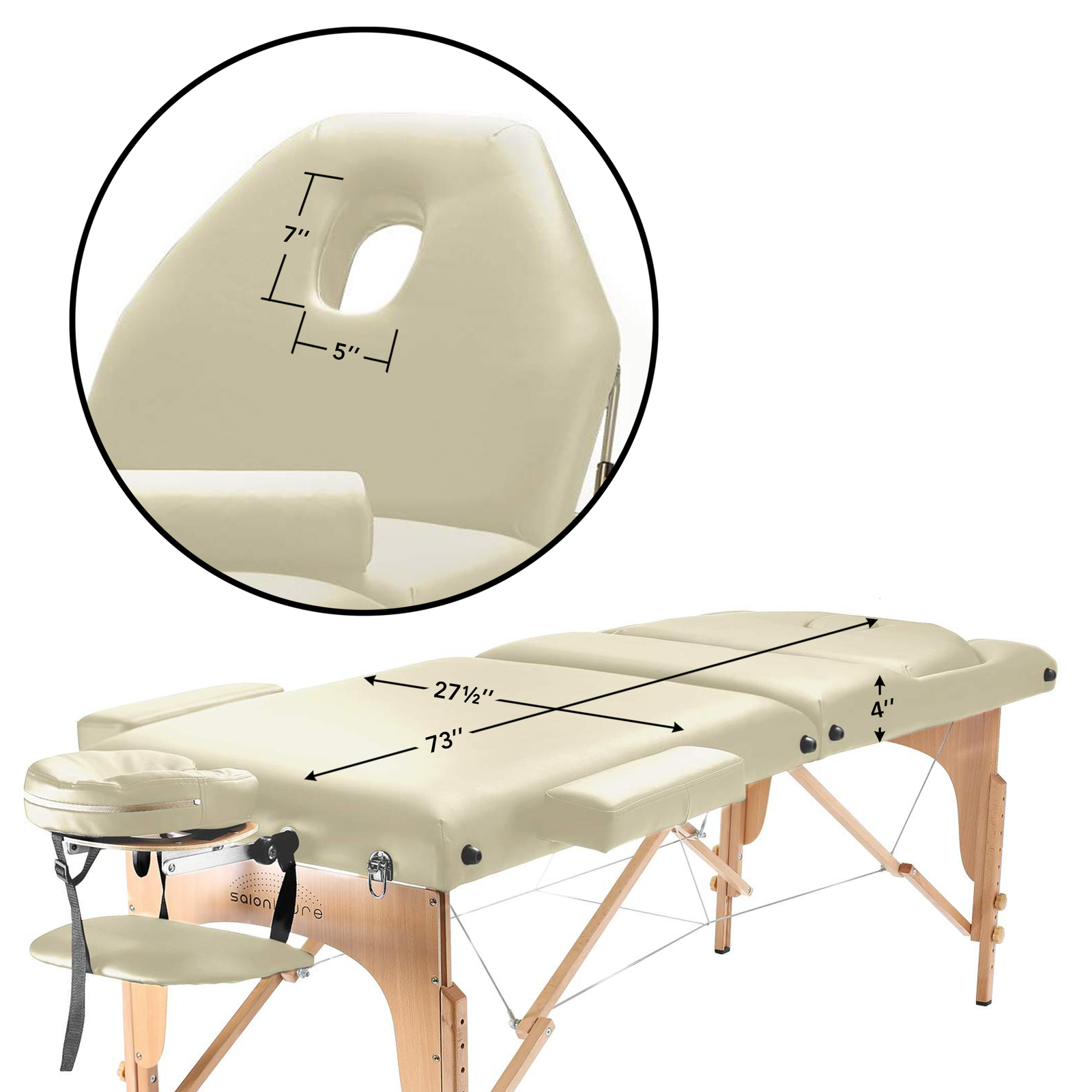Portable Cream Massage Table with Bolster and Tilt Backrest