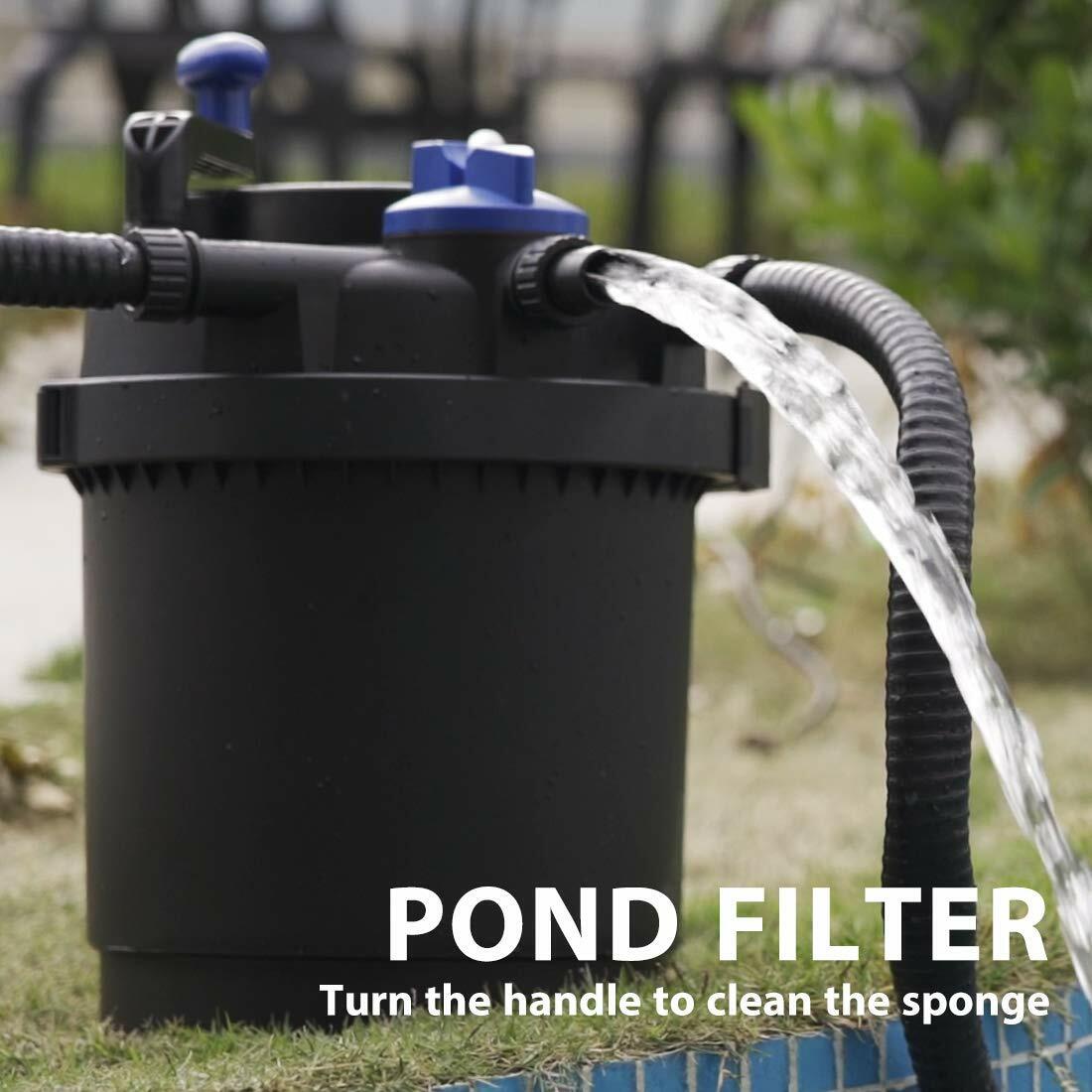 Pond Pressure Bio Filter with 13W UV Light for Koi Ponds 1000/1600/2100/2600 Gal