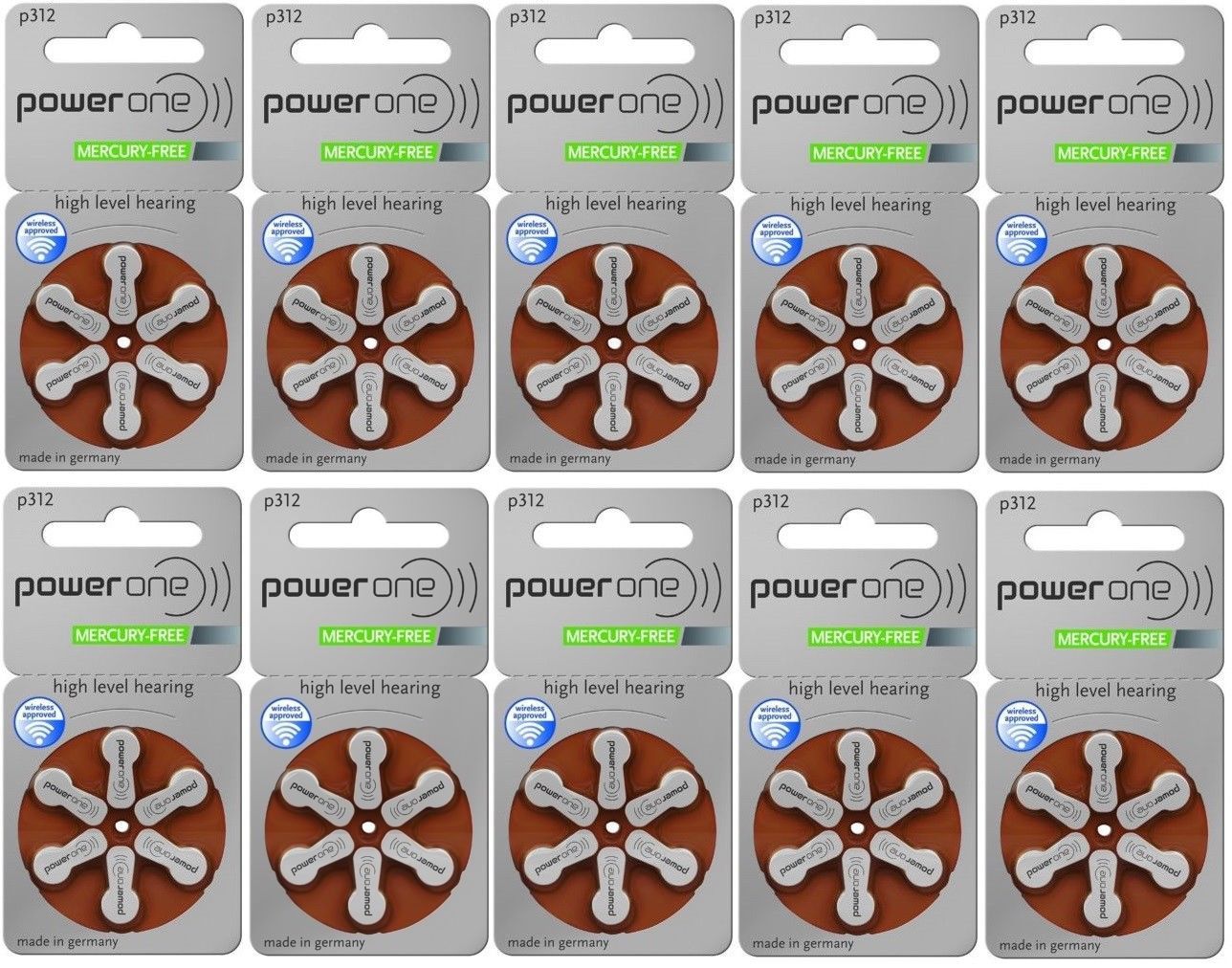 Powerone Hearing Aid 312 Genuine Batteries German Made,Multiple (30-300) EX-2028