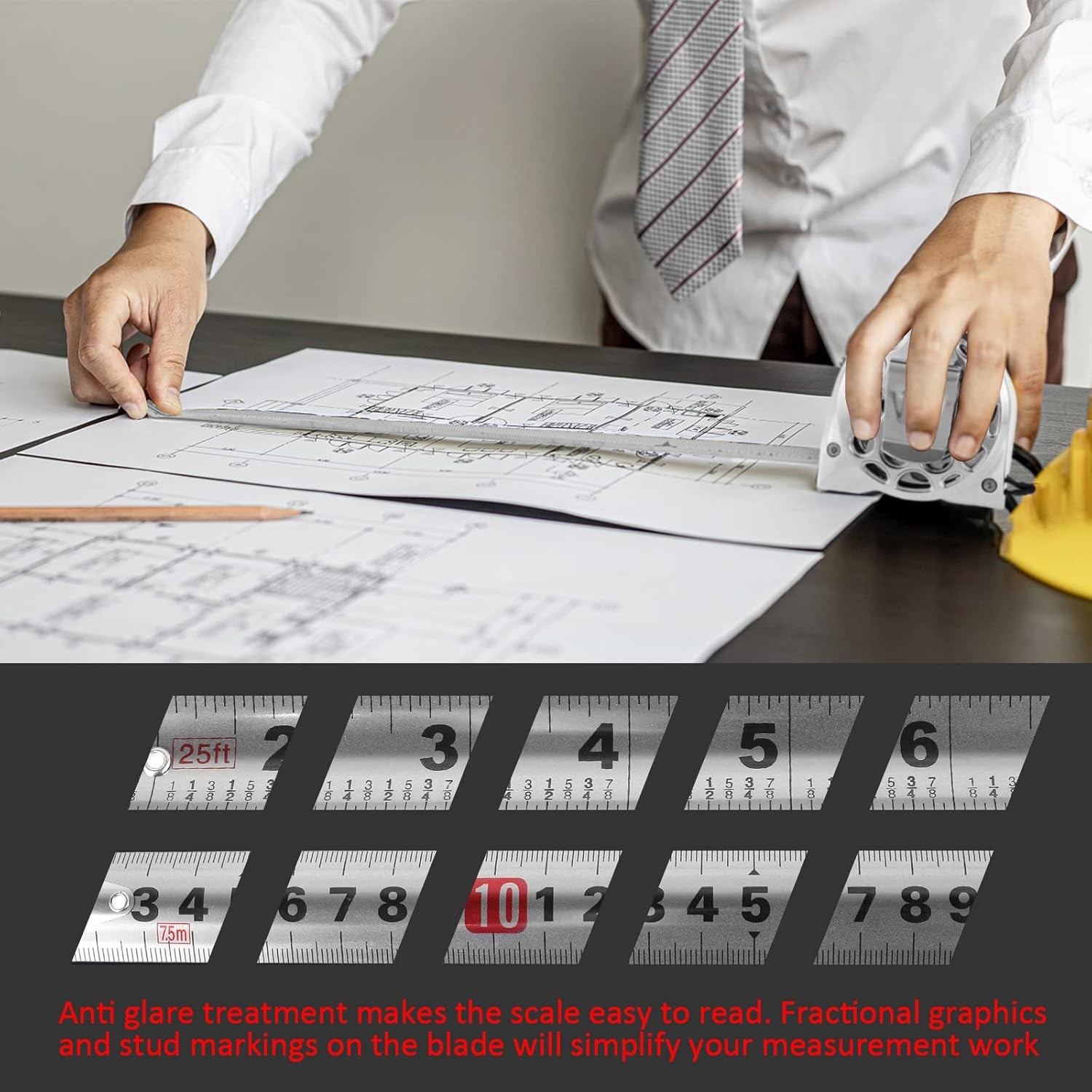 Stainless Steel Retractable Measuring Tape Easy Read Measuring Tape Tape Measure