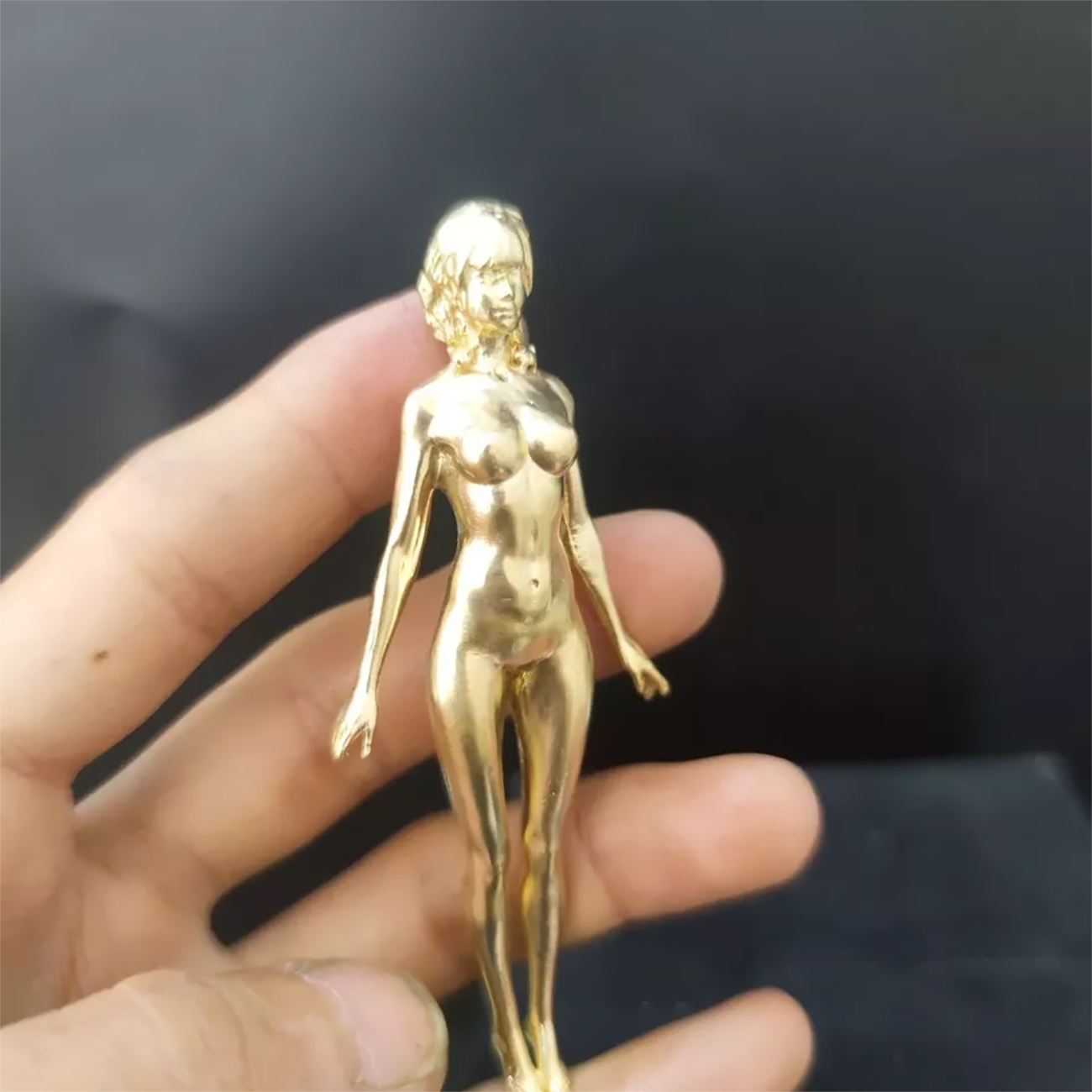 3.5" Solid Brass Girl Nude Female Body Beautiful Statue Body Art Hand Grip