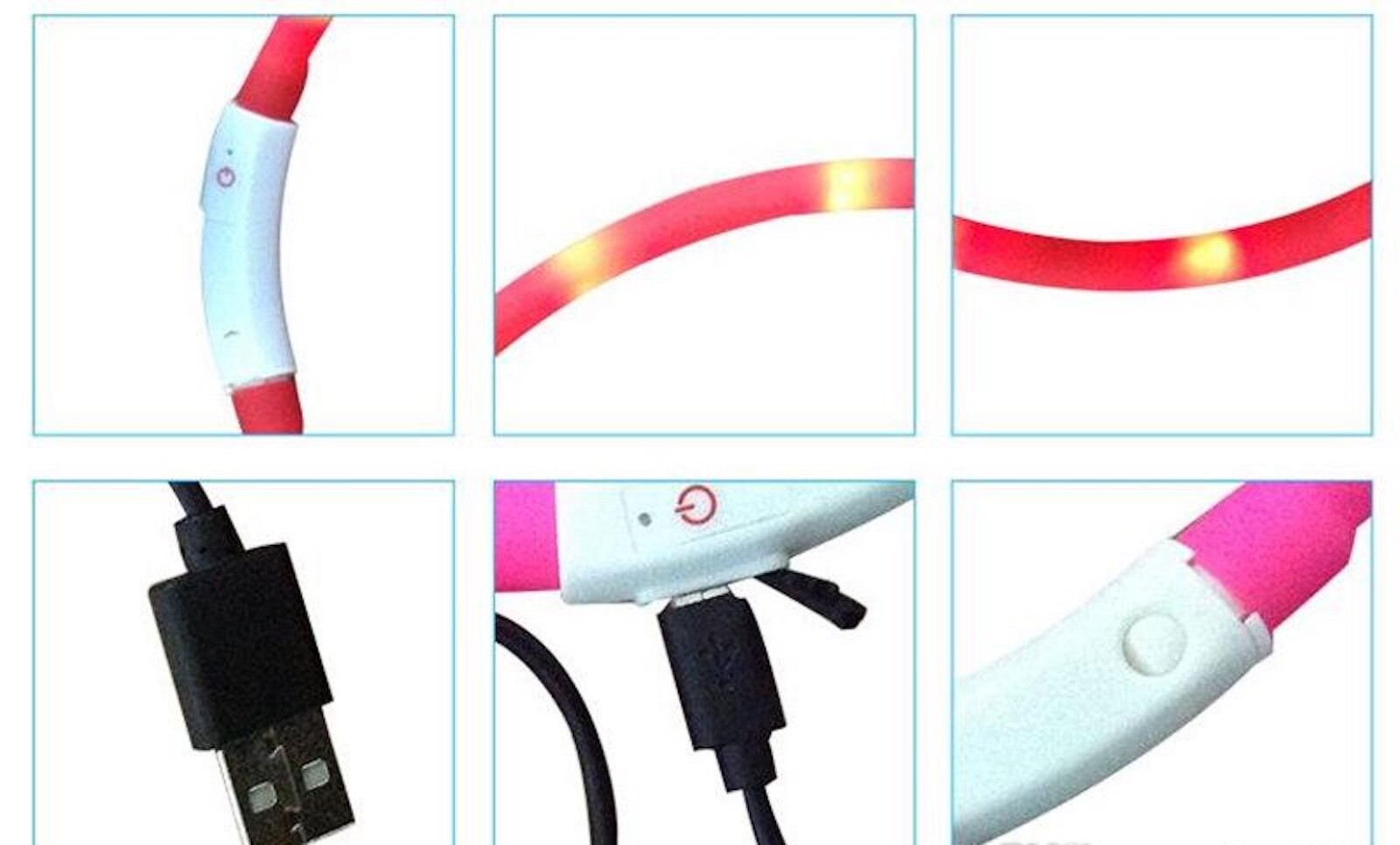 SOFT SILICONE RECHARGEABLE COLLAR glow light-UP LED for Dog Cat Pet Night Safety