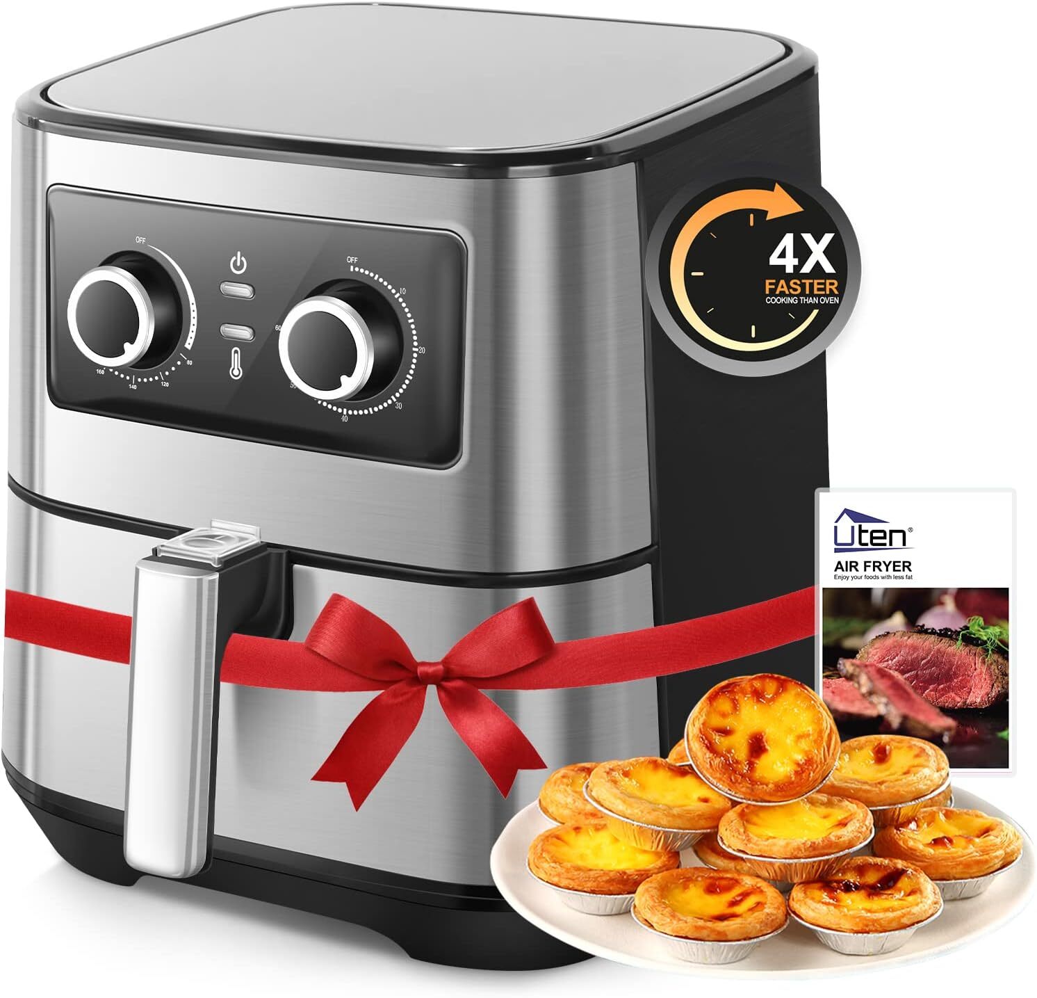 UTEN 5.5L/5 Qt Air Fryer 1700 Watt Hot Air Oilless Oven Baking Cooker Silver US