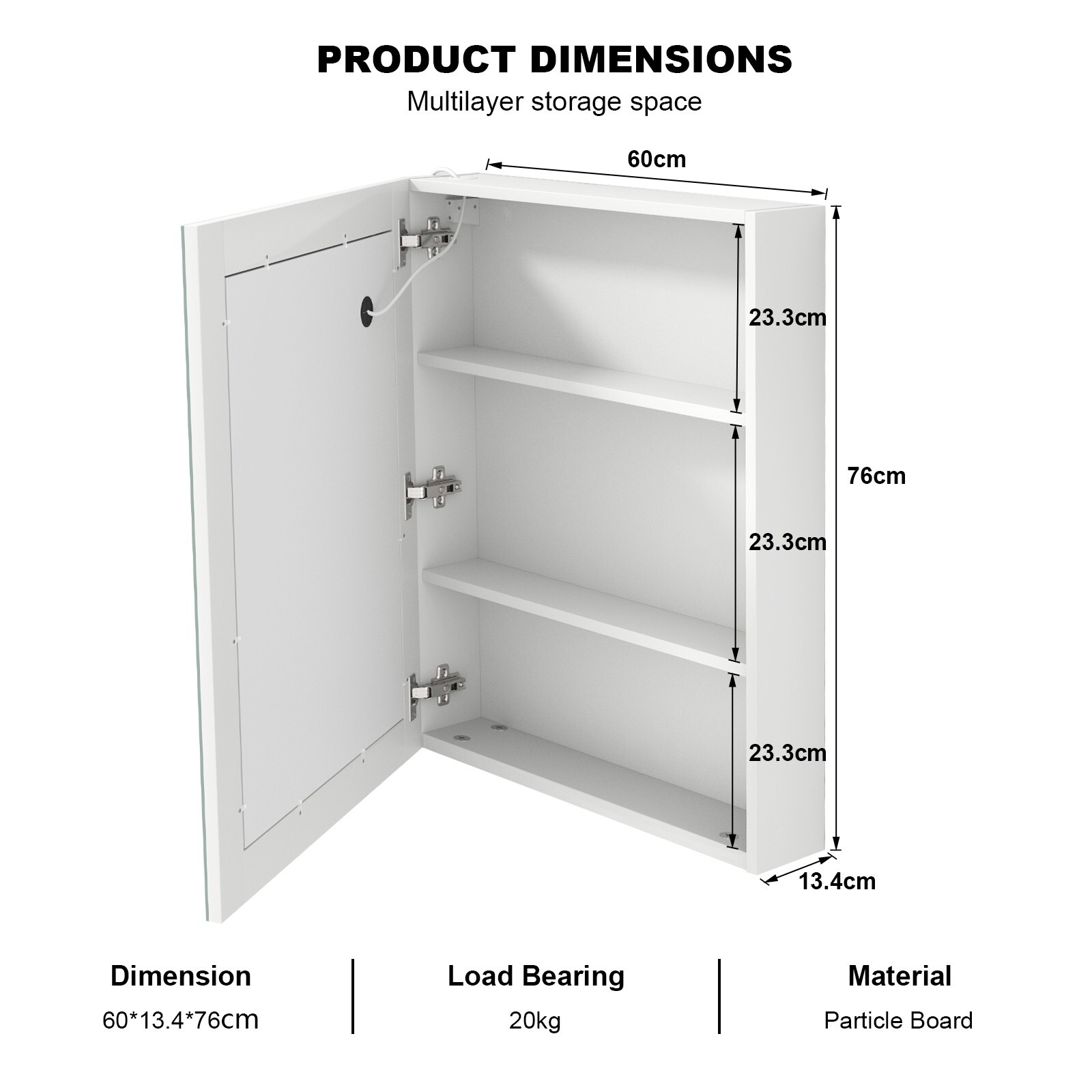 24" x 30" LED Medicine Cabinet with Light Wall Mounted Mirror Cabinet Storage