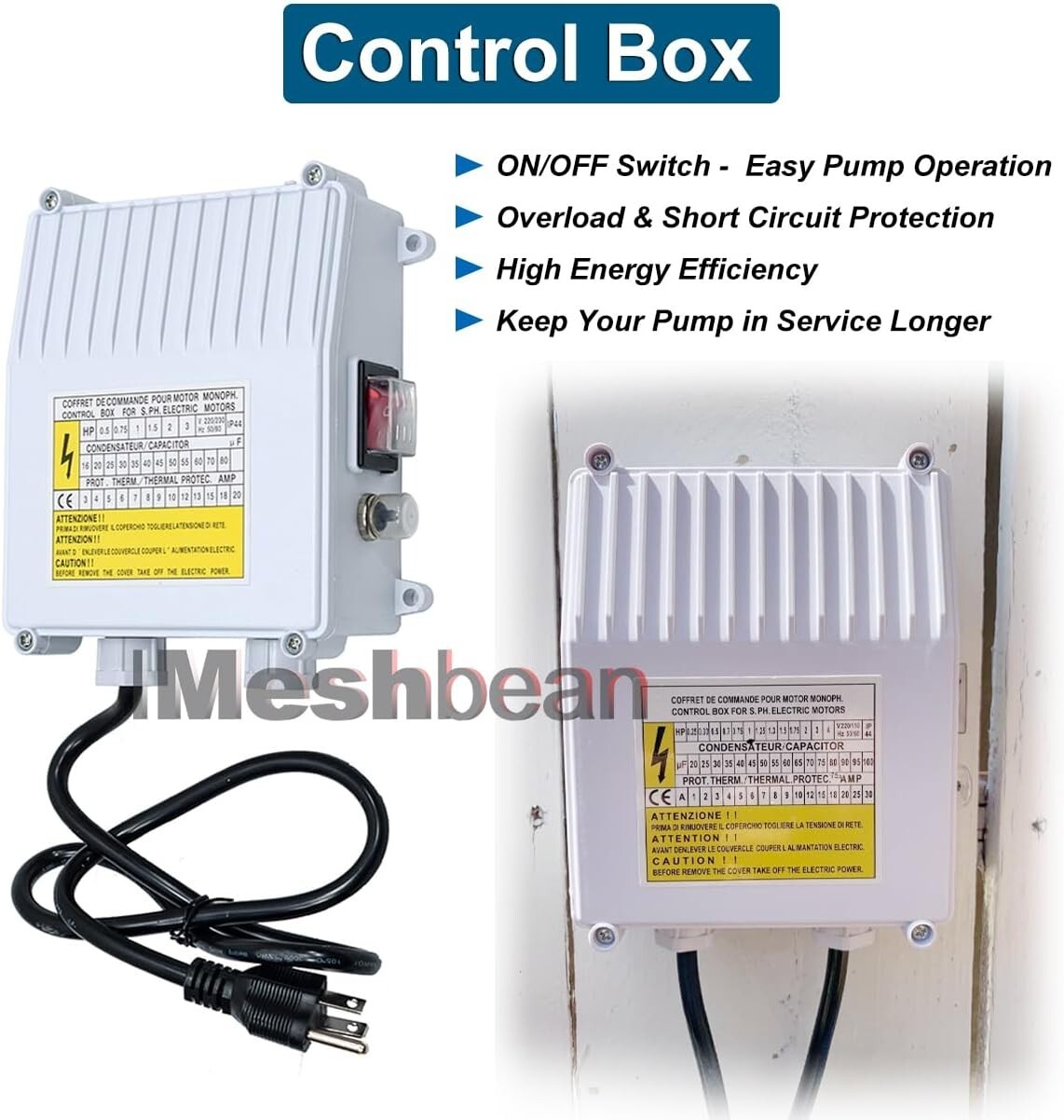 4''Deep Well Submersible Pump 1HP 207' 33GPM 110V Stainless Steel w/ Control Box