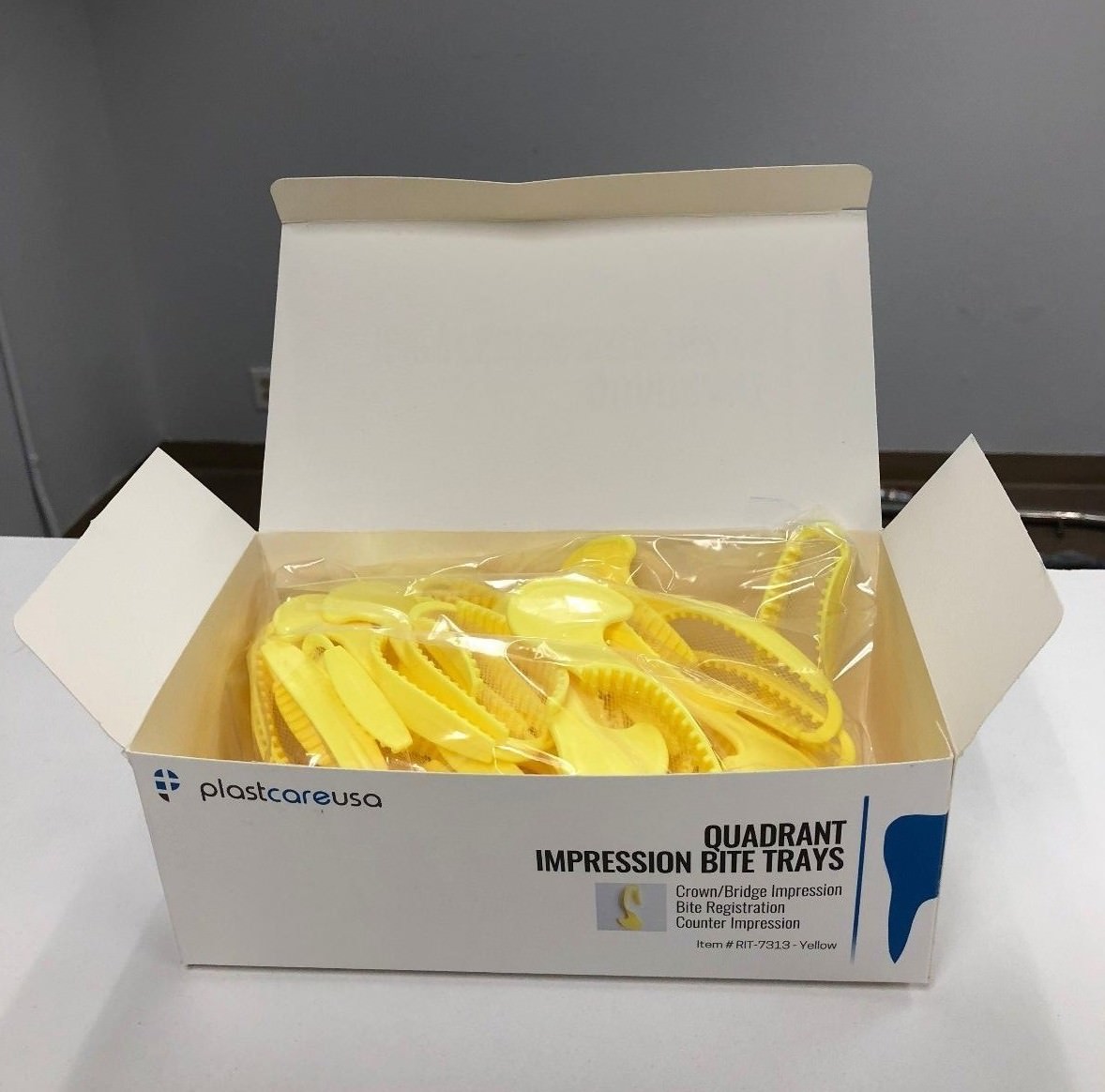 35 Dental Impression Bite Registration Triple Trays Molding, Quadrant, (Yellow)