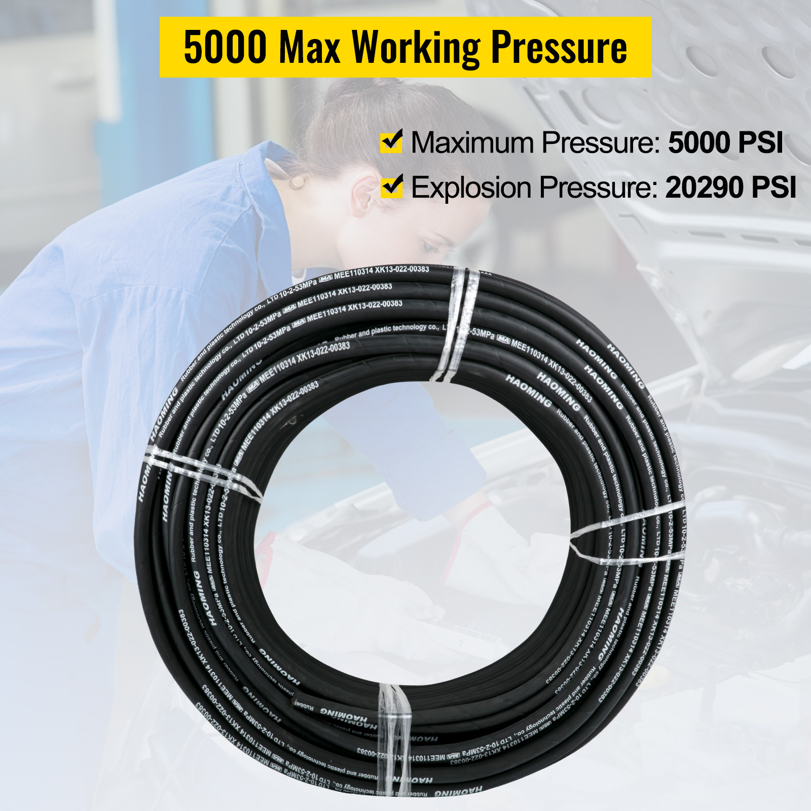 Hydraulic Hose 3/8" Hydraulic Oil Hoses 328 Feet Maximum Pressure 5000 PSI