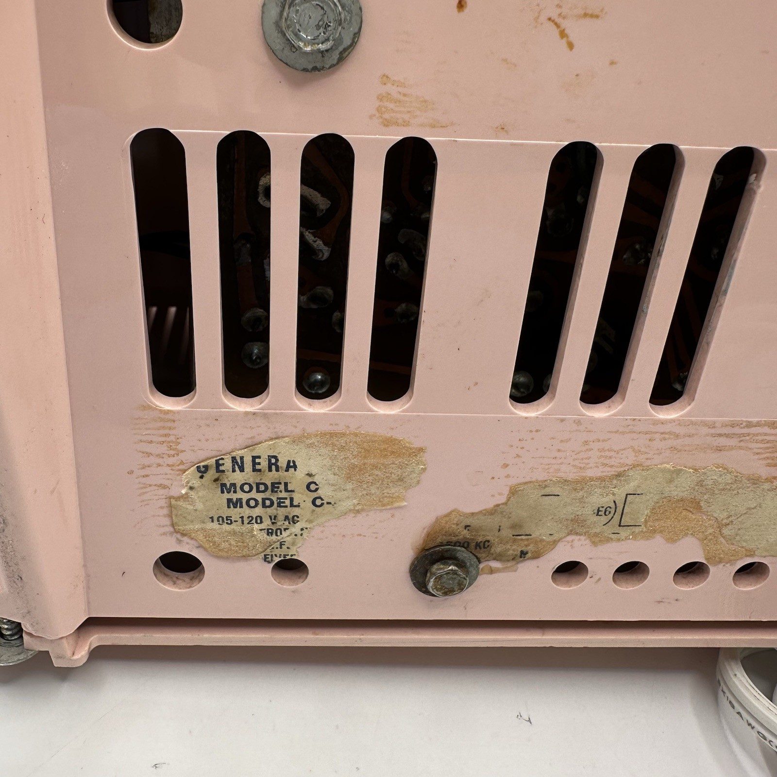 Vintage 1950s GE Pastel Pink Clock Radio Tube Alarm Clock Works MCM Mid-century