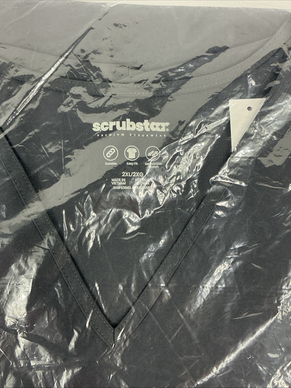 NWT Scrubstar Core Essentials Dark Grey Unisex V-Neck Scrub Top 2XL