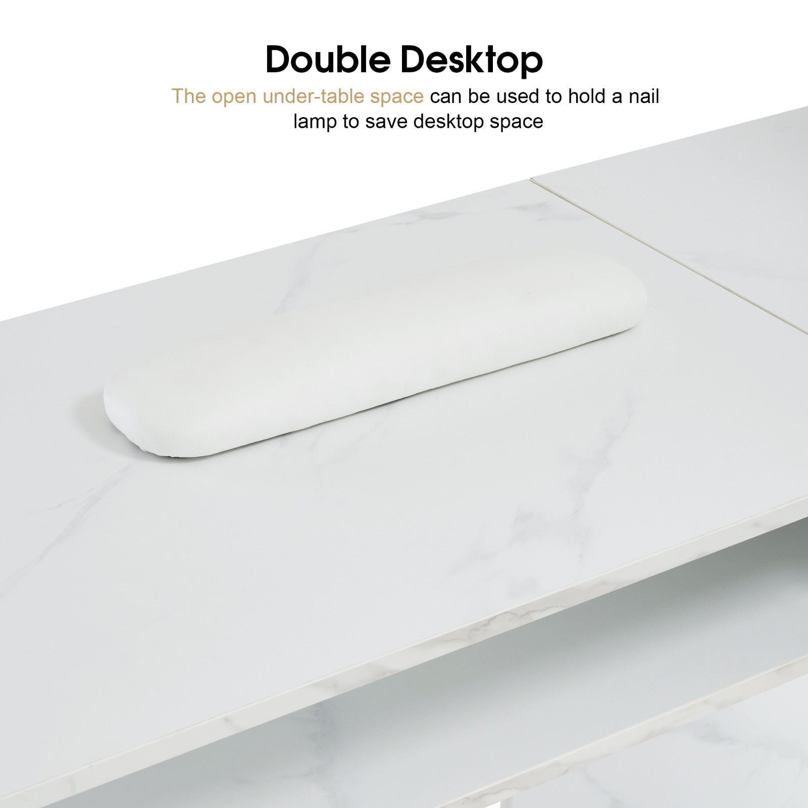 L-shaped Nail Desk for Storage, Versatile Manicure Table with Drawers & Cabinets