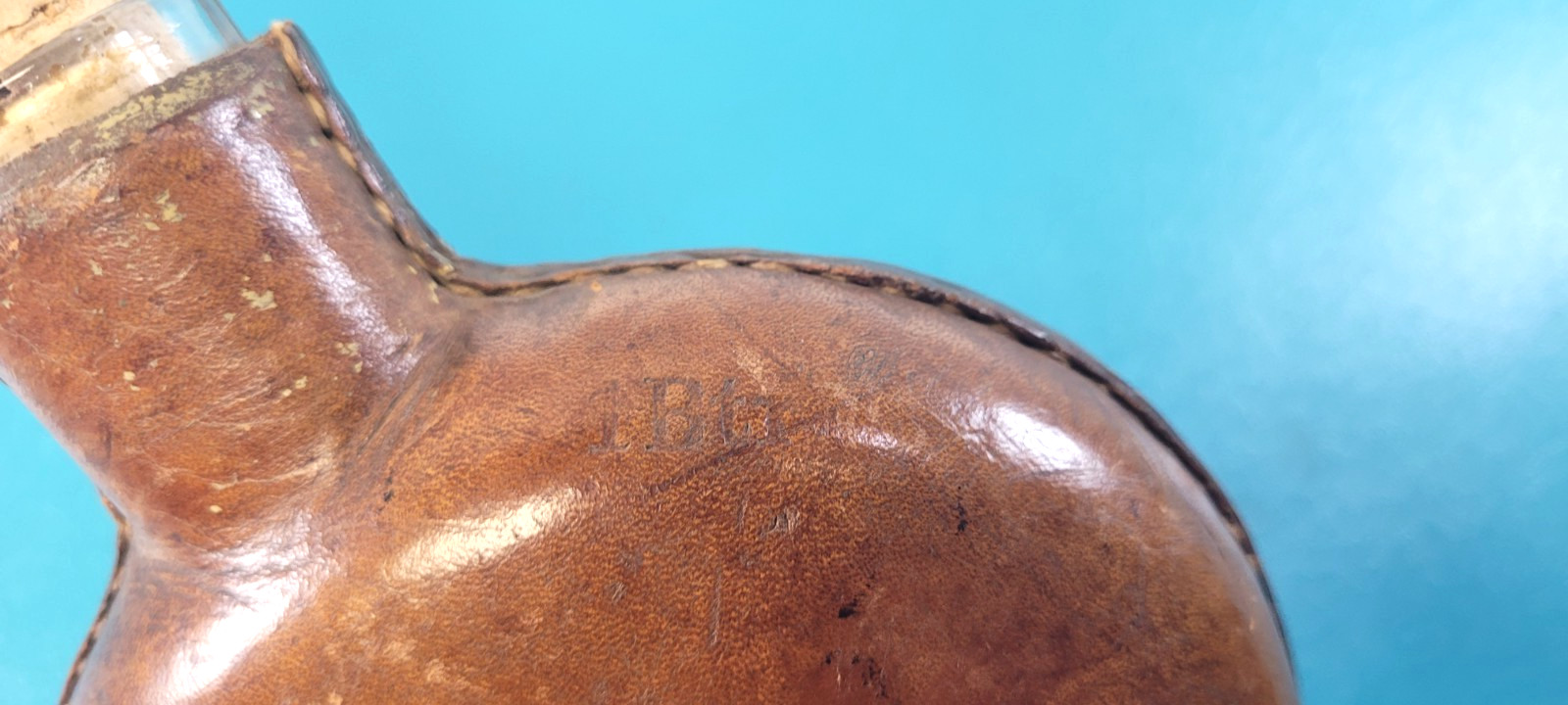 Vintage Military Glass Leather Canteen Decanter Flask + Regimental Markings