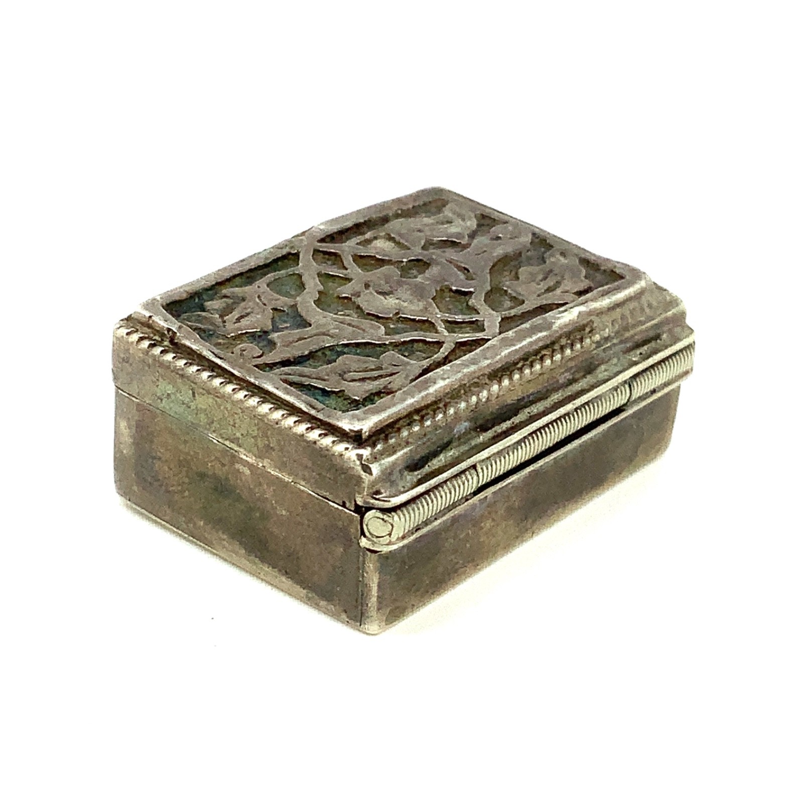 Antique Embossed Floral Scroll Sterling Silver Vinaigrette