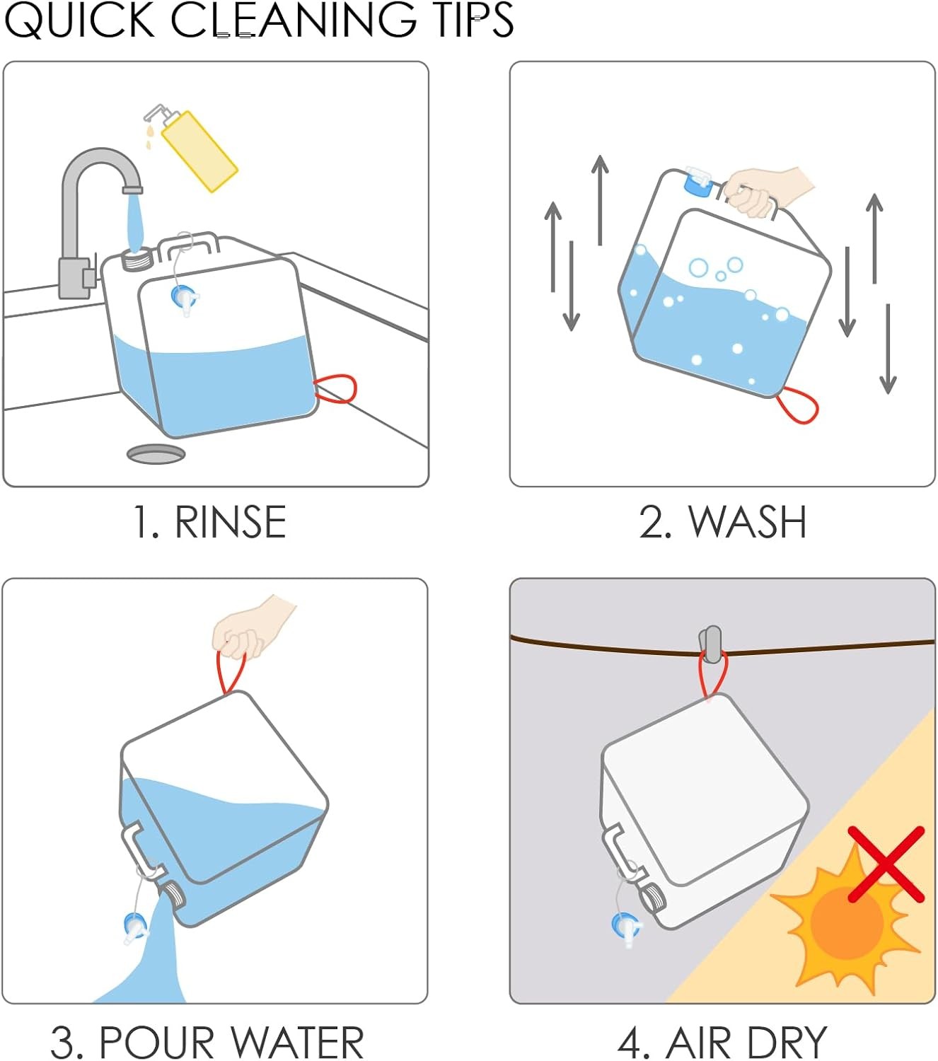 Collapsible Water Container with Spigot, 2×5.3 Gallon BPA Free Camping Water St