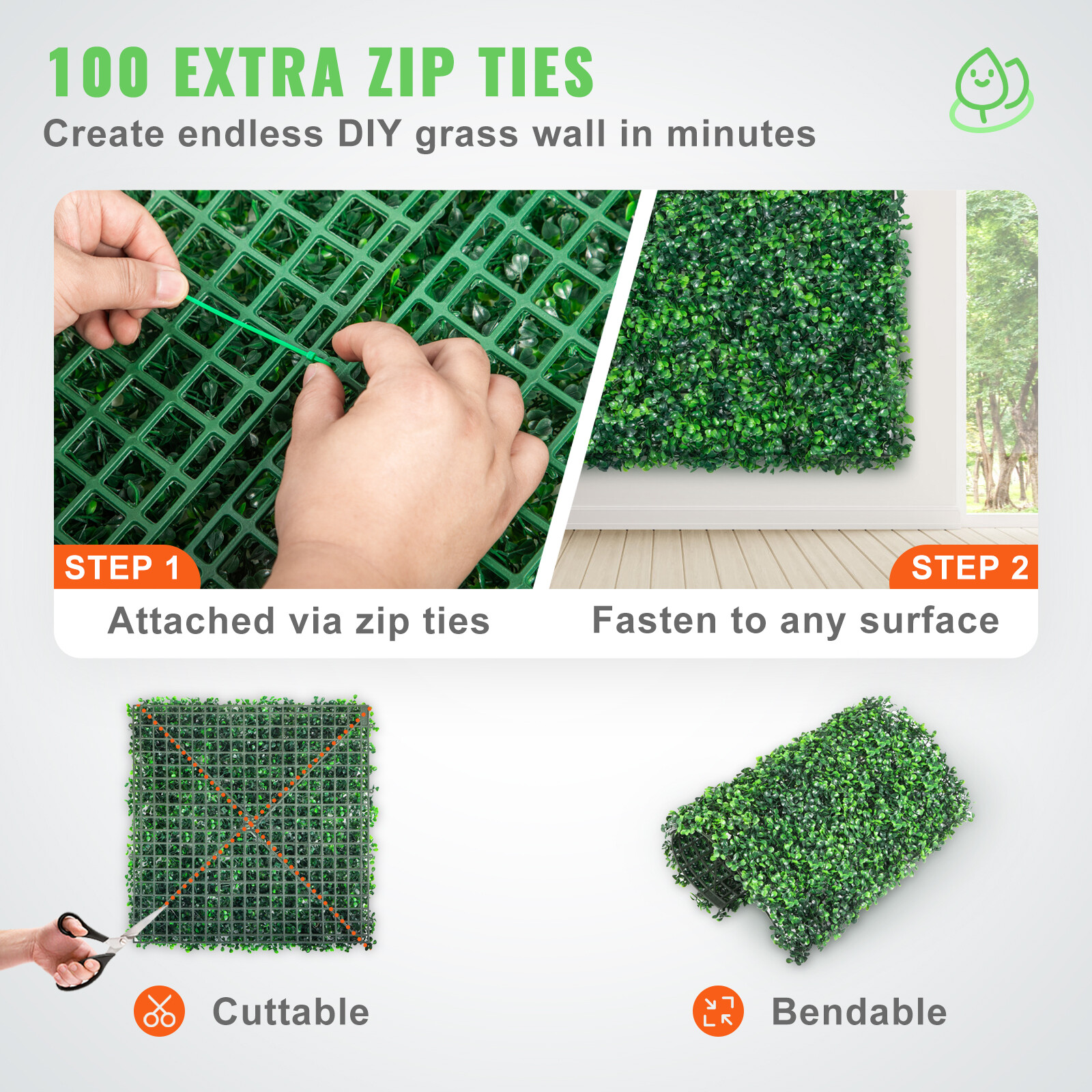 12pcs 20x20" Artificial Boxwood Wall Hedge Mat Plant Panels Outdoor Grass Fence
