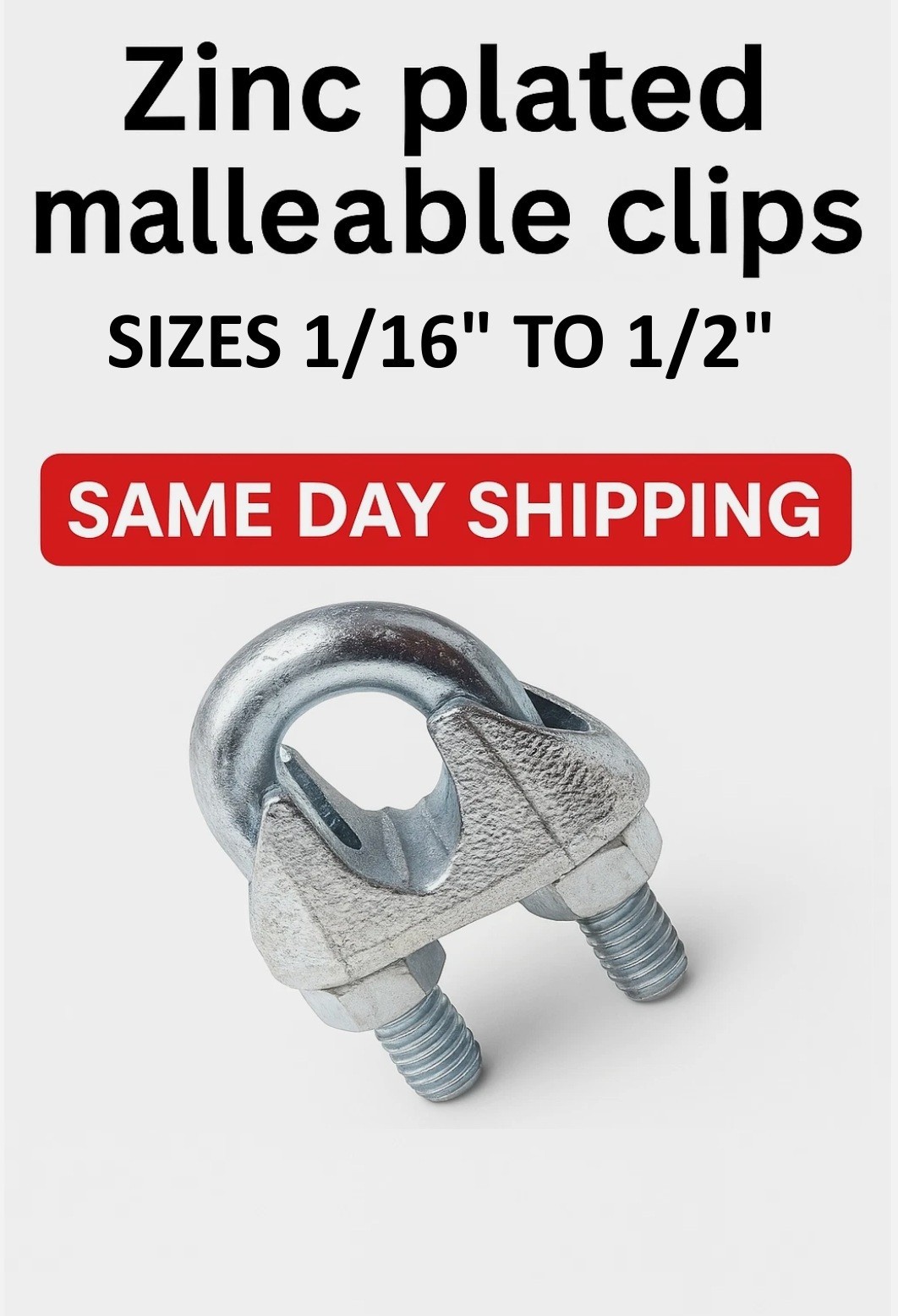 Zinc plated malleable Clamps U-Bolts U-Clamps Steel Cable Wire Clips U Bolts