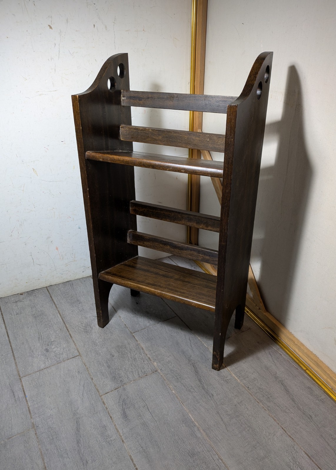 Vintage Mission Arts & Crafts Small Wood Bookcase Bookshelf 2-Tier Stand R87