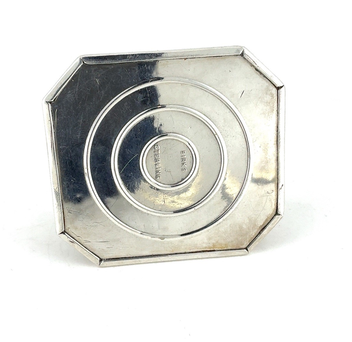 Vintage Birks Sterling Silver Presentation Ring Box With Black Velvet - Monogram