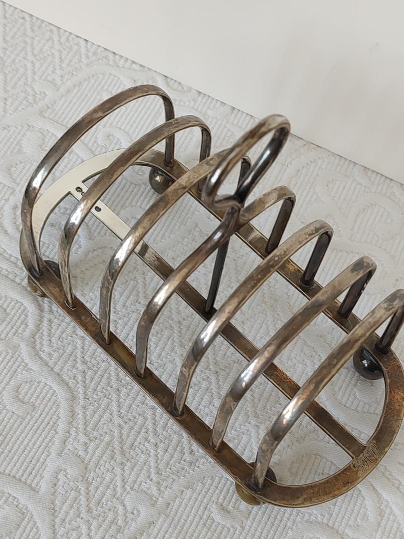 VTG ~ Toast Rack ~ Silver Plate ~ 6 Slice ~ Hallmarked Heavy ~ Letter Holder