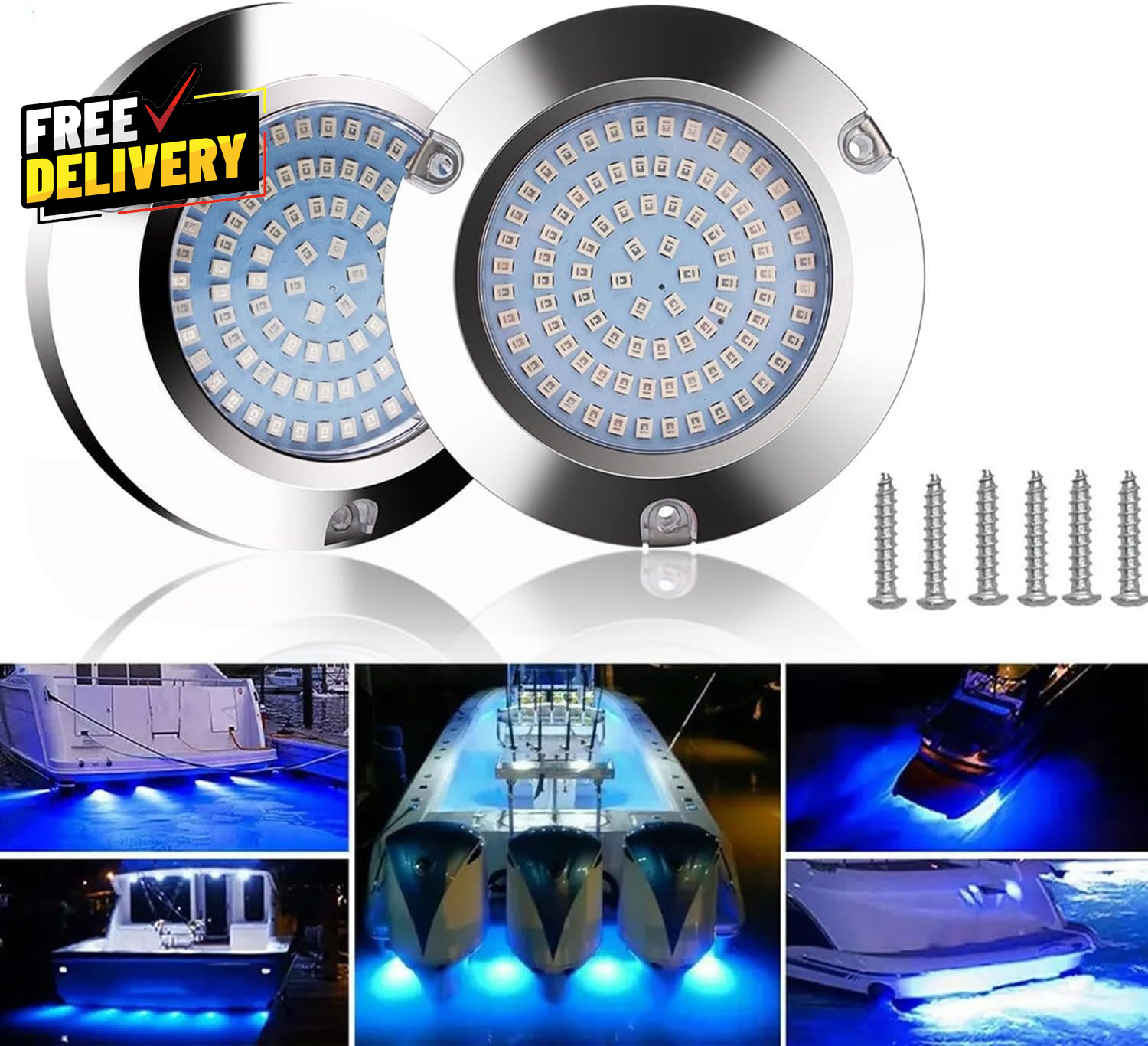 90Led Boat Marine Led Underwater Lights,Stainless Steel IP68 Waterproof Surface