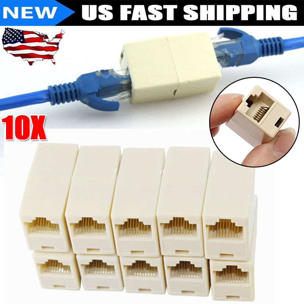 10PACK RJ45 Inline Coupler Cat6 Cat5e Cat5 Ethernet LAN Network Cable Adapter US