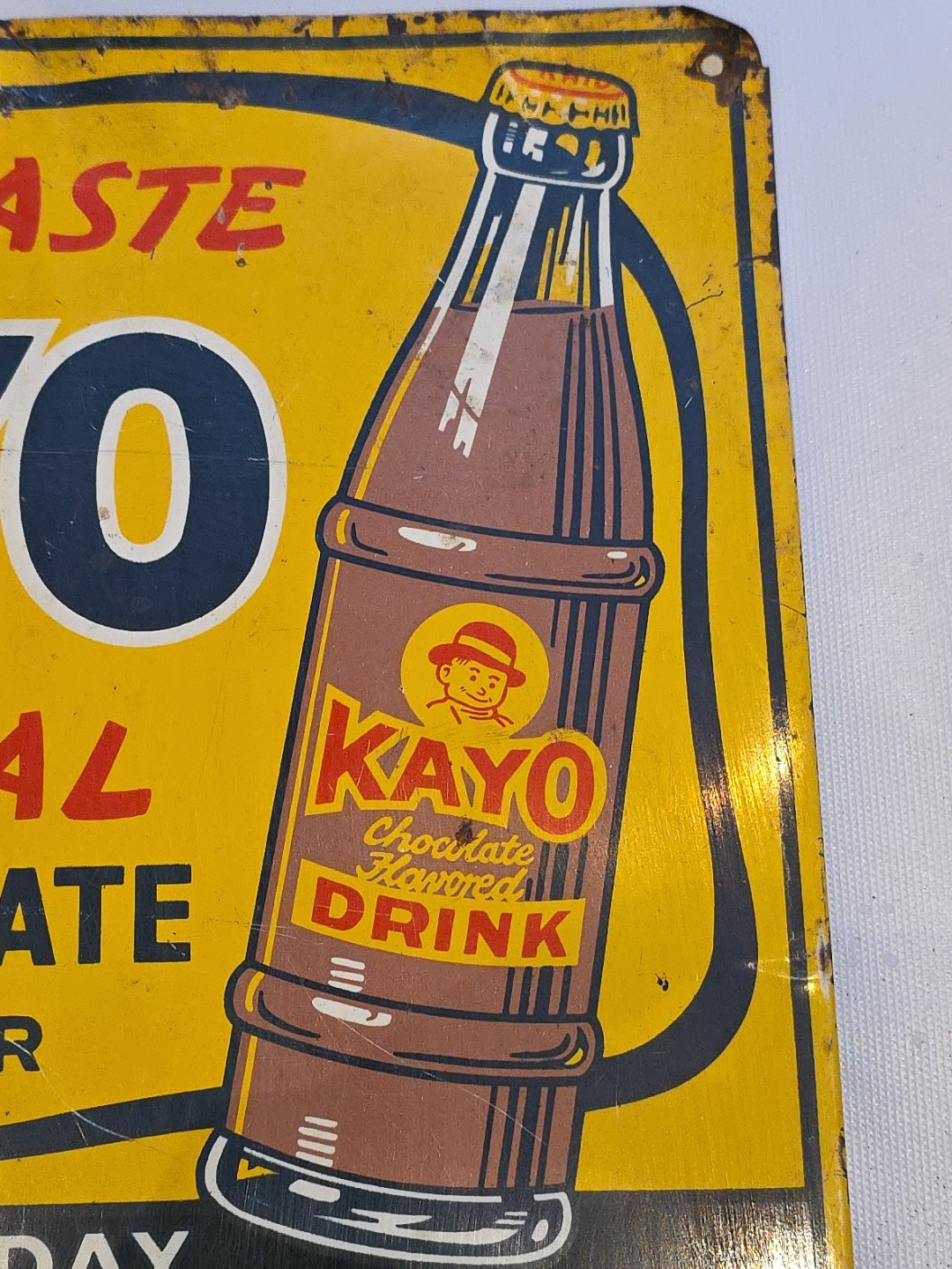 VTG Kayo Chocolate Drink Metal Sign Display Gas Station Soda Menu