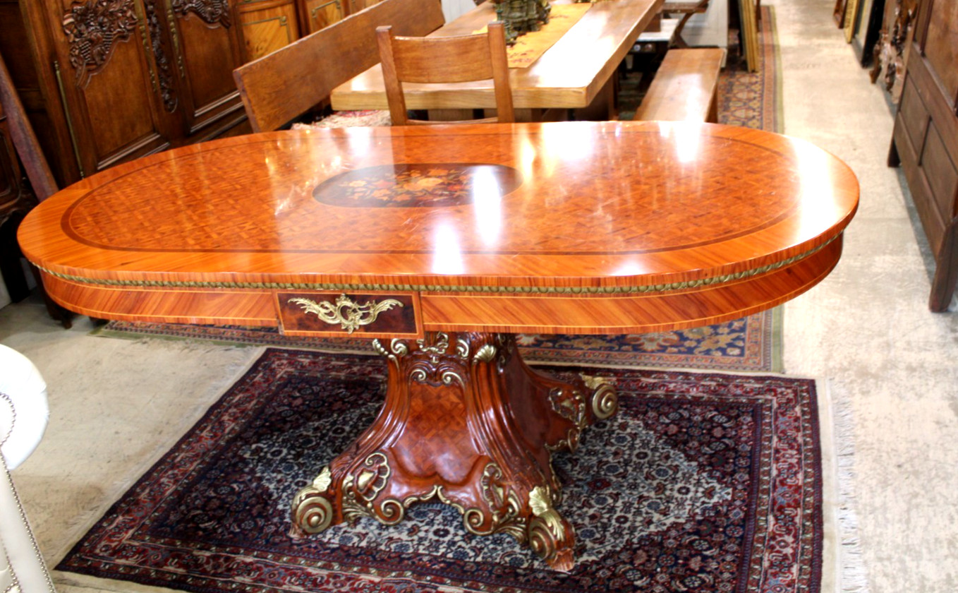 Italian Antique Princes Katia Style Inlaid Rosewood Dining Table