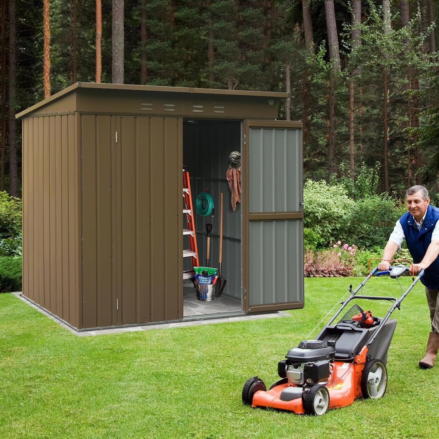 Domi Outdoor Storage Shed 6'x4', Metal Tool Shed w/Lockable Doors and Air Vents