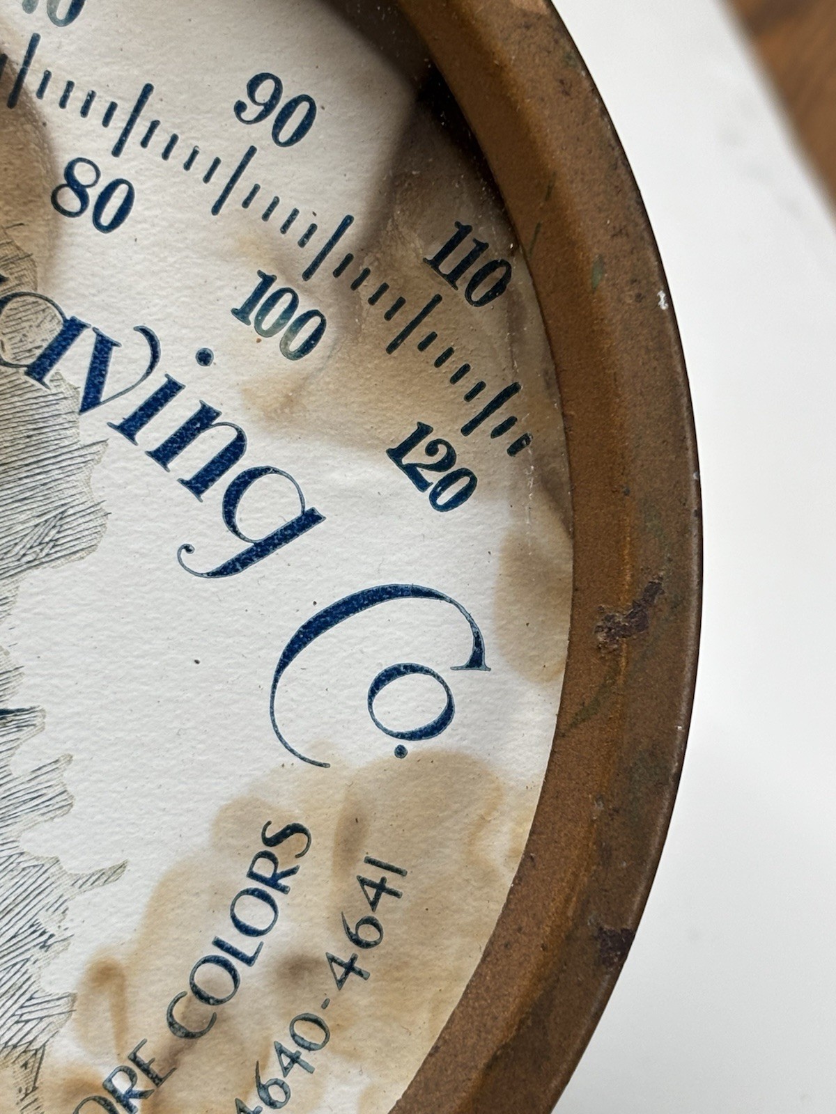 Antique Original RARE American Engraving Thermometer Trade Sign Indian Eagle MA