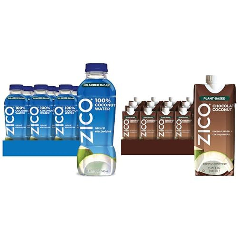 Zico 100% Coconut Water 16.9 Fl Oz & Chocolate Coconut Water 11.2 Fl Oz - Natura