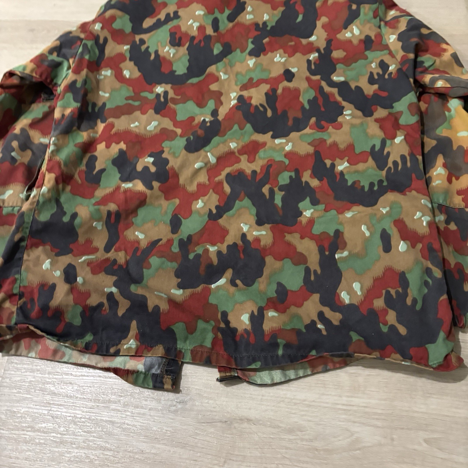 Vintage Swiss Alpenflage Field Coat Shirt Men's Large/XL Military Full Zip Hess