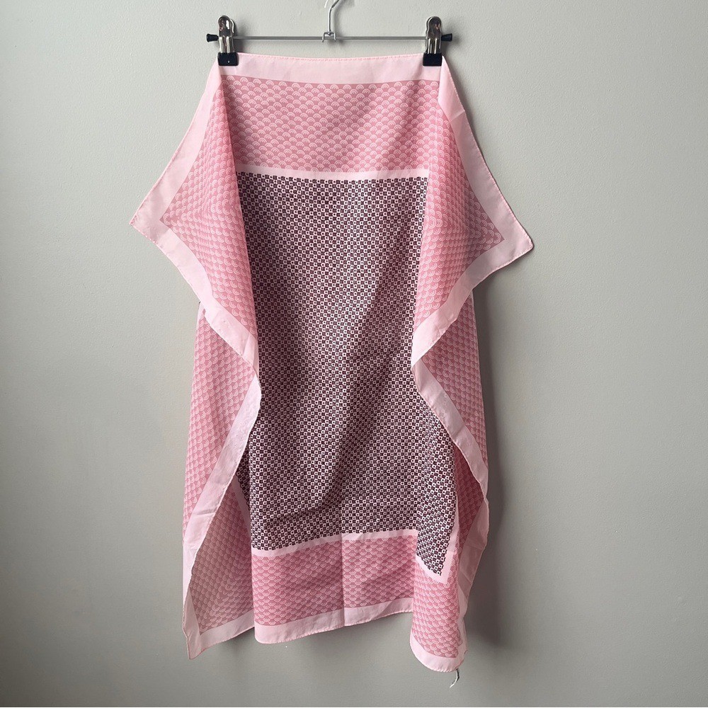 Vintage Scarf Square Retro Mod Feminine Spring Pink Burgundy Classic Office 70s