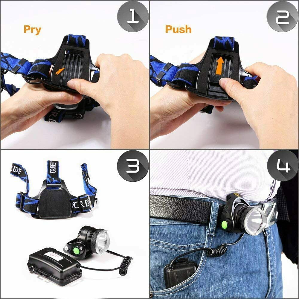 990000LM Super Bright LED Headlamp Rechargeable Headlight Flashlight Head Torch