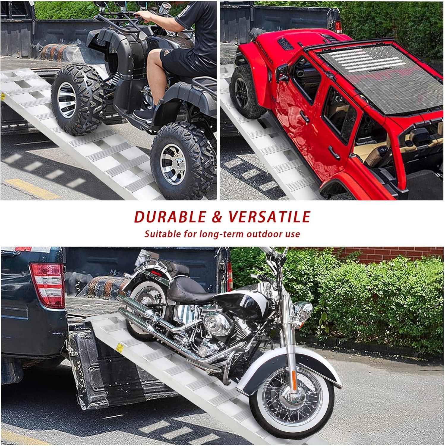 2 Pack 94"x15" Aluminum Trailer Ramps 6000 LBS Loading Ramps with Top Hook Ends