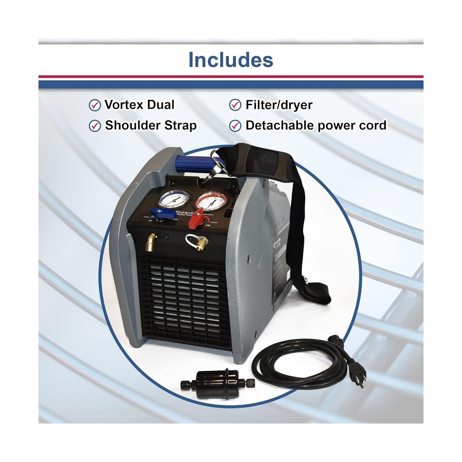 Inficon Vortex Dual, Refrigerant Recovery Machine, 714-202-G1
