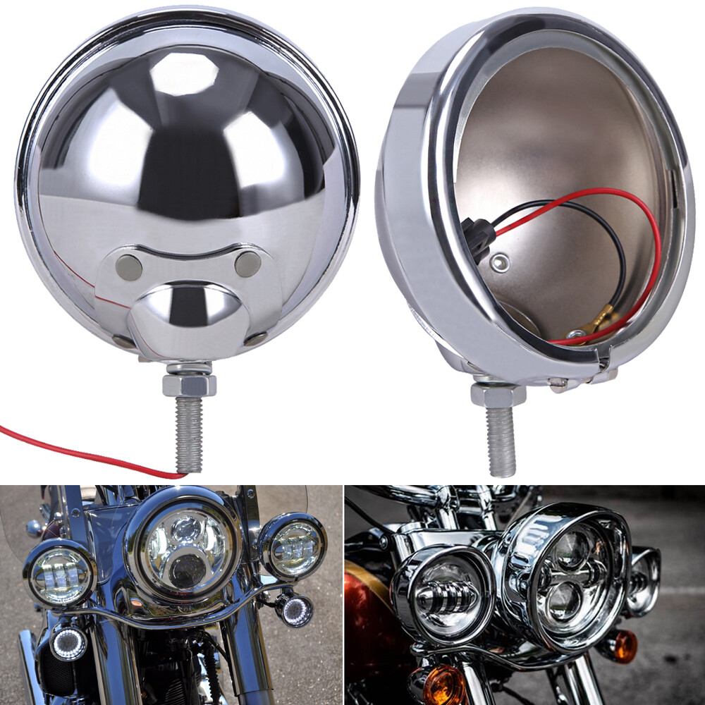 2x Motorcycle 4.5" Inch Fog Light Passing Spot Lights Chrome Housing For Harley