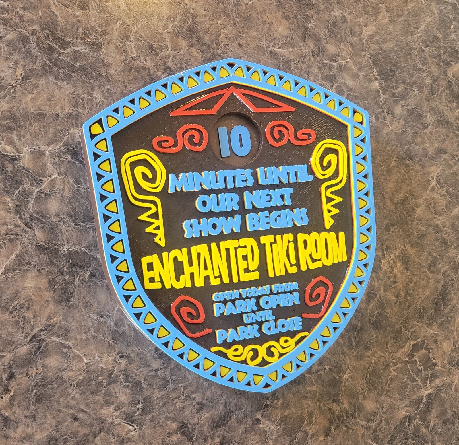 10 x 9.5 inch Enchanted Tiki Room Next Show Sign Adventureland Replica Plaque