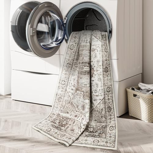 Washable 8x10 Area Rug - Large Soft Rugs for Living Room Vintage Stain