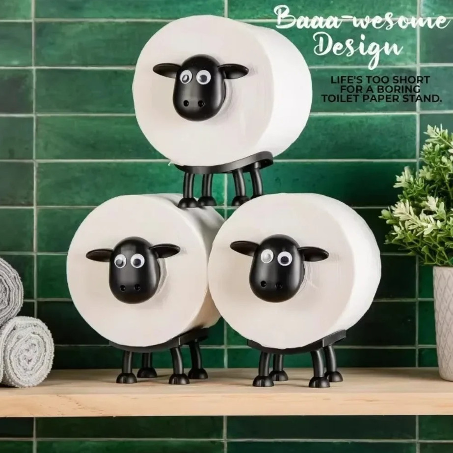 Cute Sheep Toilet Paper Holder Cartoon Bathroom Decor Standalone