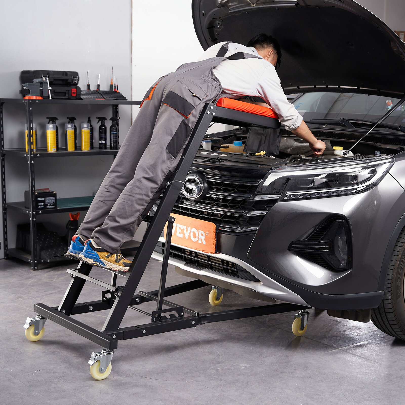 Automotive Topside Creeper 400LBS Adjustable Height Movable with 4 Wheels