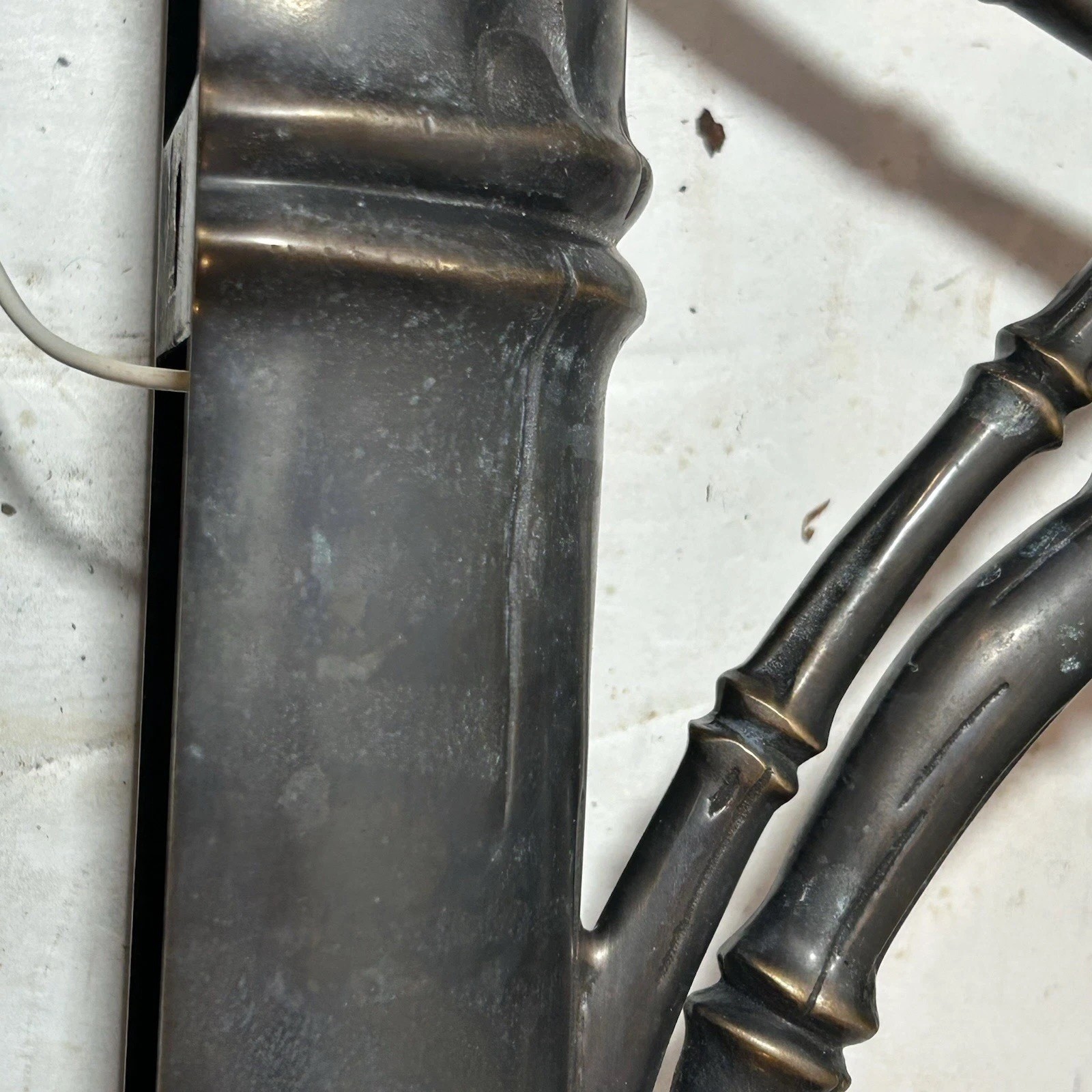 PAIR Vintage Decorative Arts Inc HUGE 31.75” Bronze / Brass Bamboo Wall Sconces