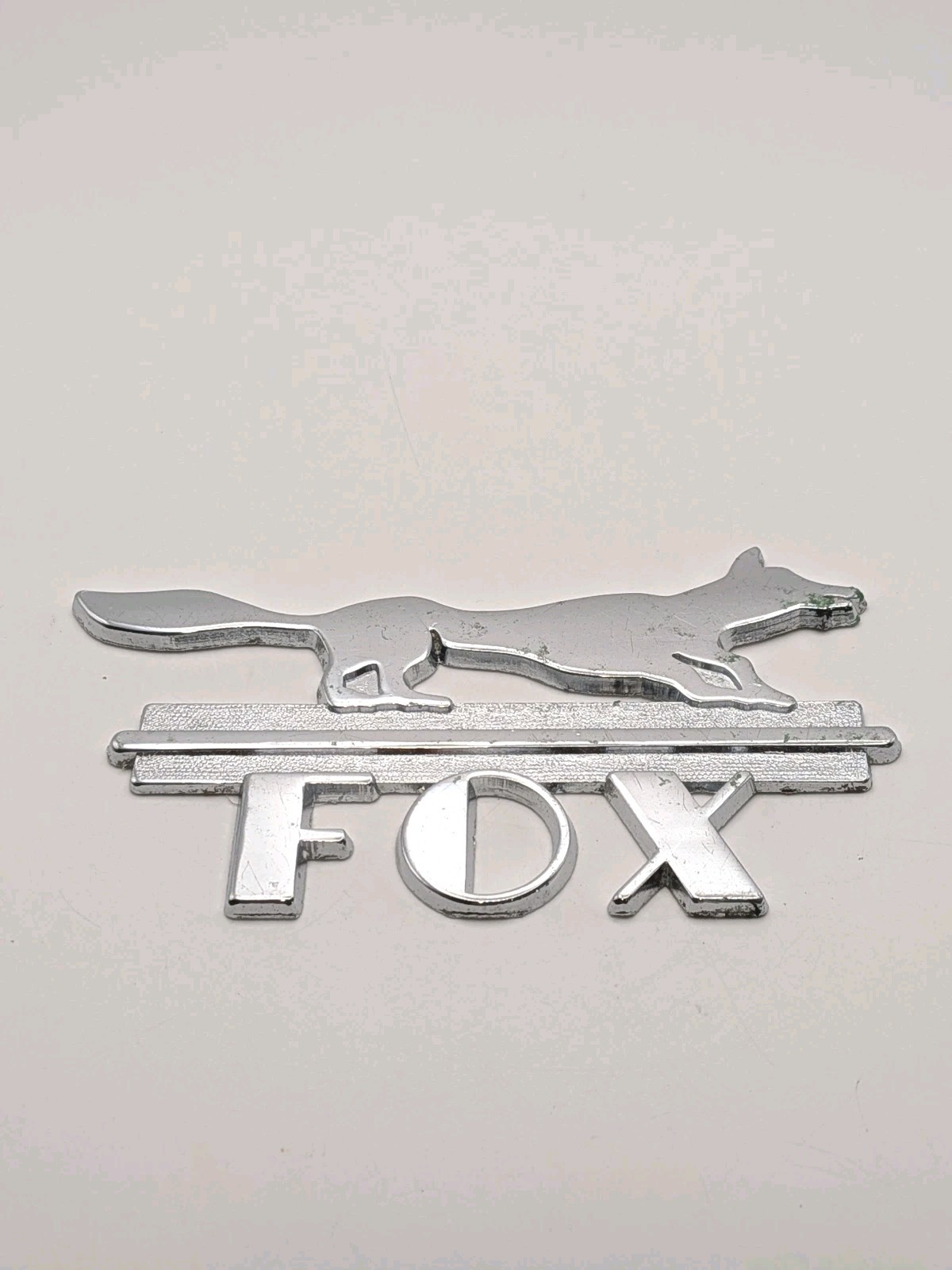 Vintage FOX Chevrolet Baltimore MD Car Dealership Emblem Chrome 4.25"x2.25"
