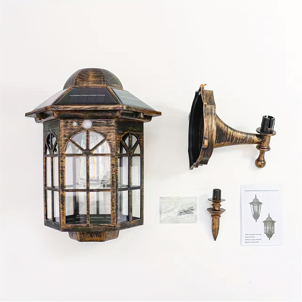 2PCS Solar Wall Lantern Light Dusk To Dawn LED Sconce Lamp Porch Outdoor Lamp