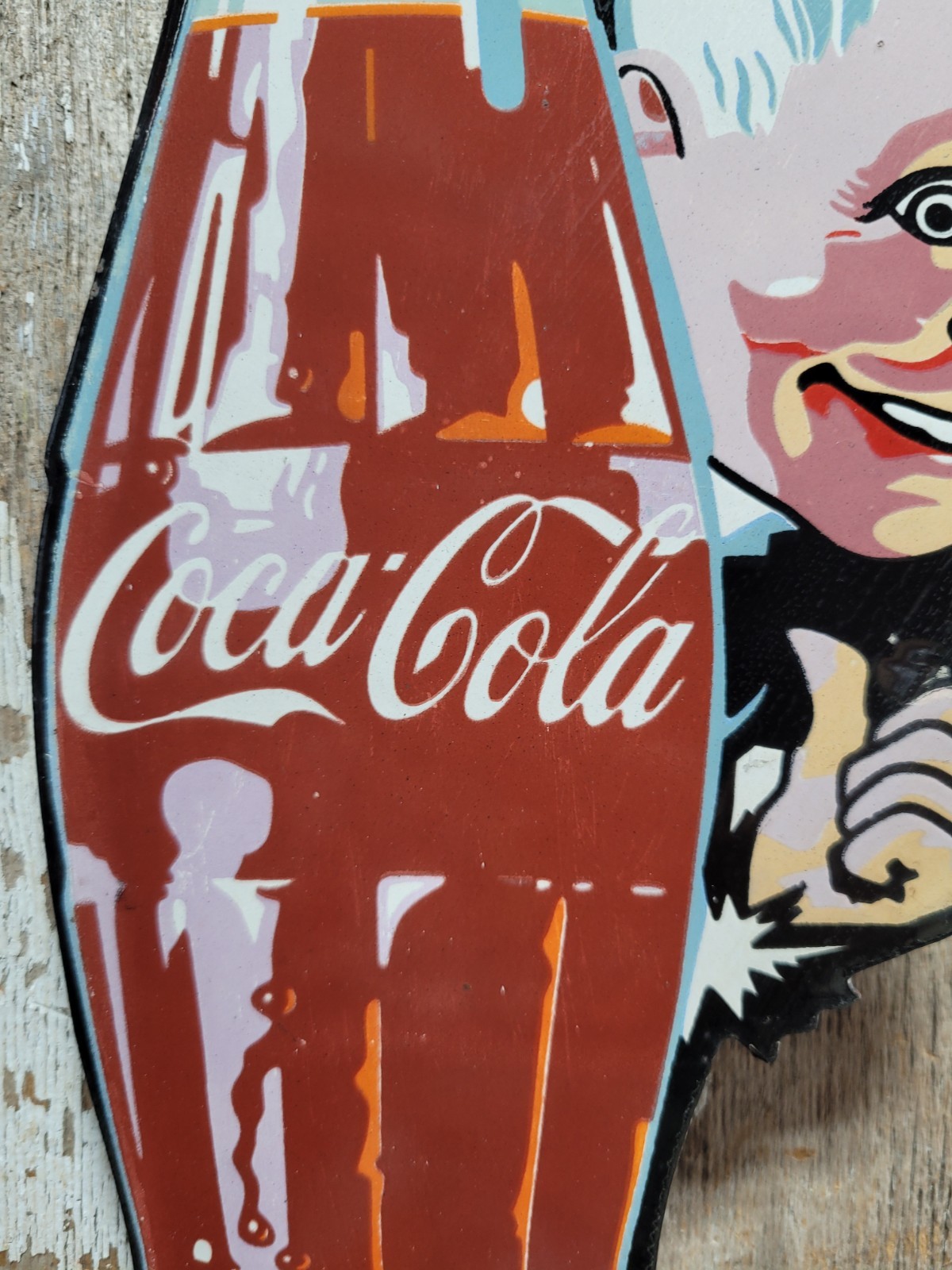 VINTAGE COCA COLA PORCELAIN SIGN BOTTLE CAP BOY SODA COKE BEVERAGE FOOD STORE