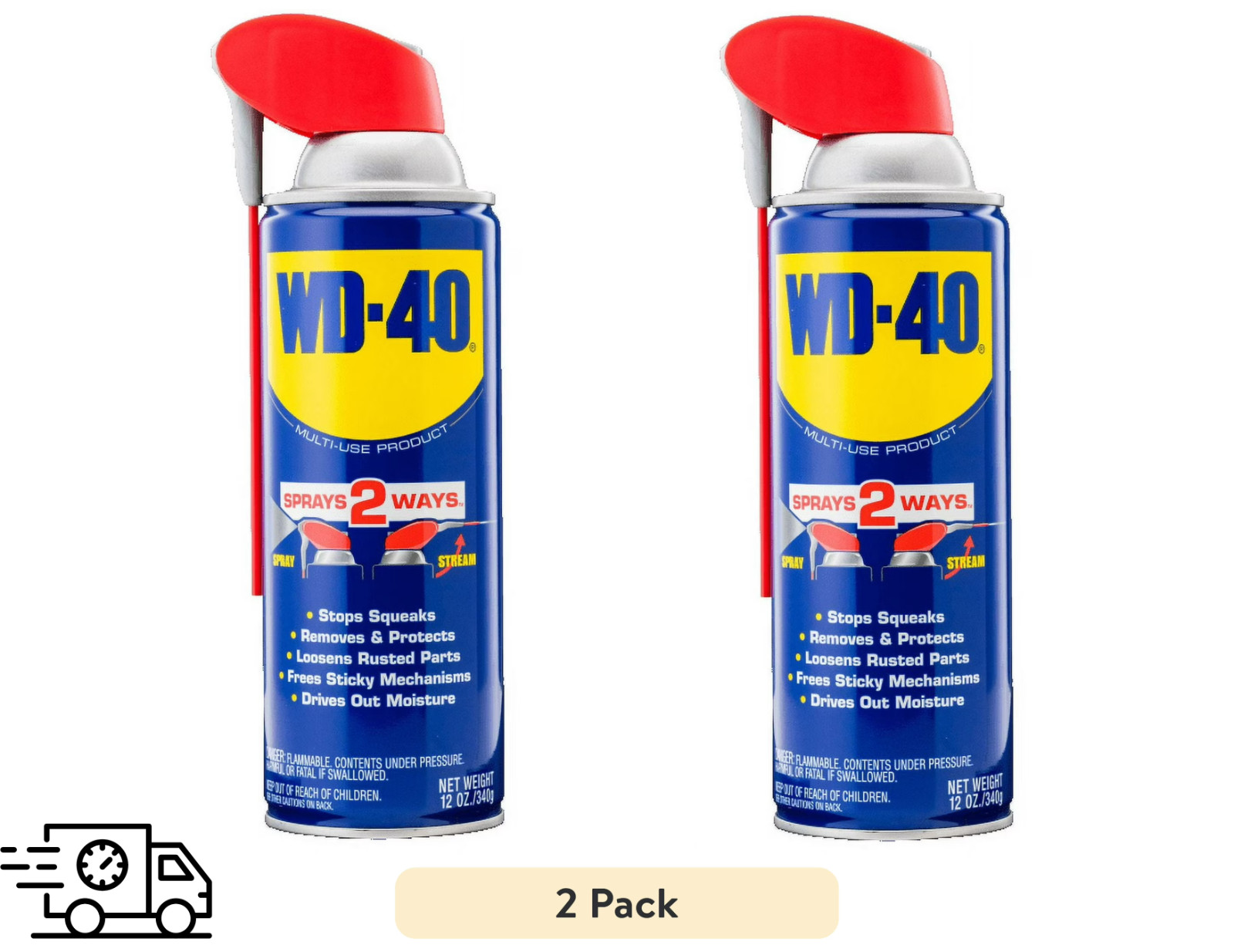 New Multi Purpose Original WD-40 Formula Lubricant Spray 2-PACK w/. Smart Straw